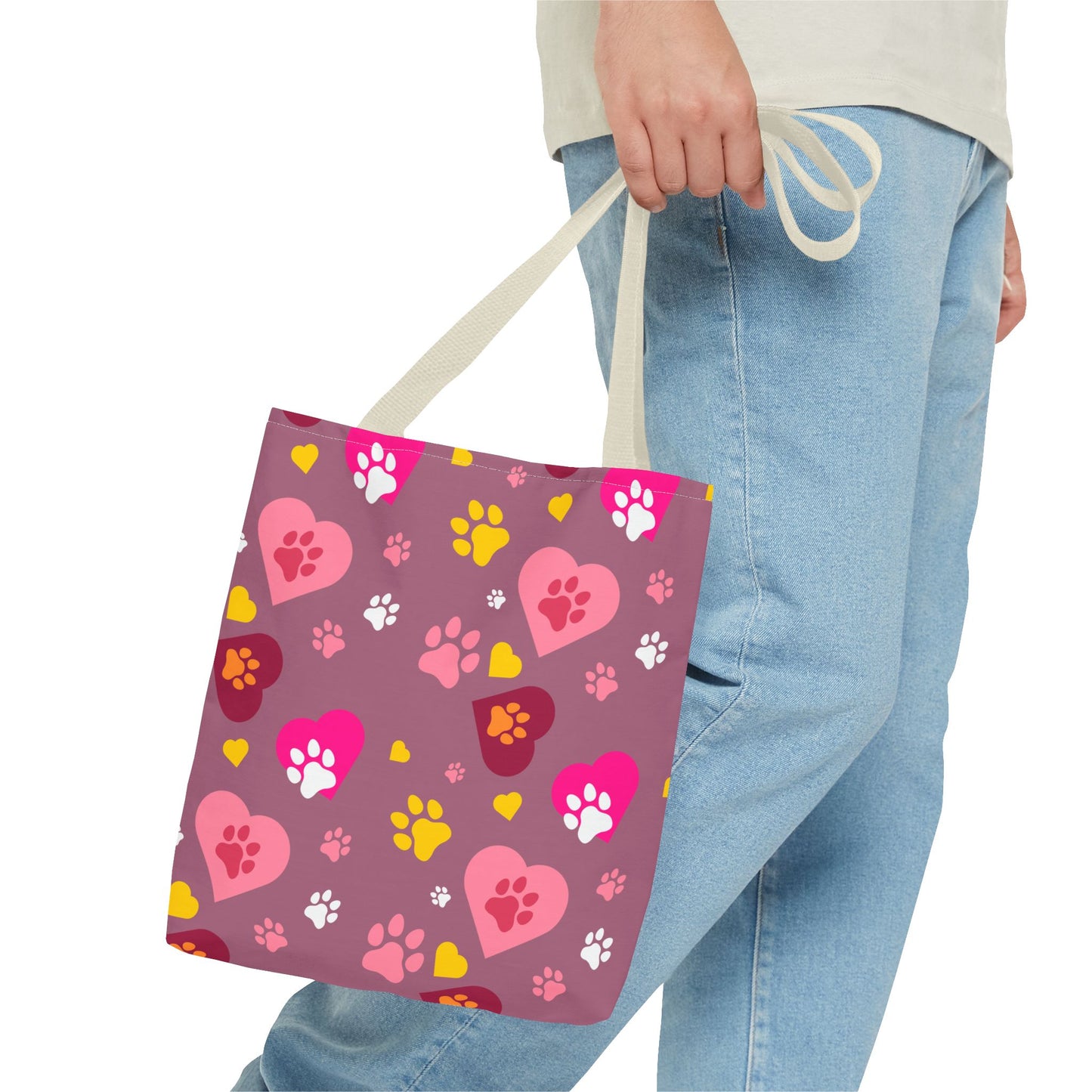 ¡Demuestra tu amor por tus peludos amigos con este clásico bolso de mano con estampado de patas! 🐾
