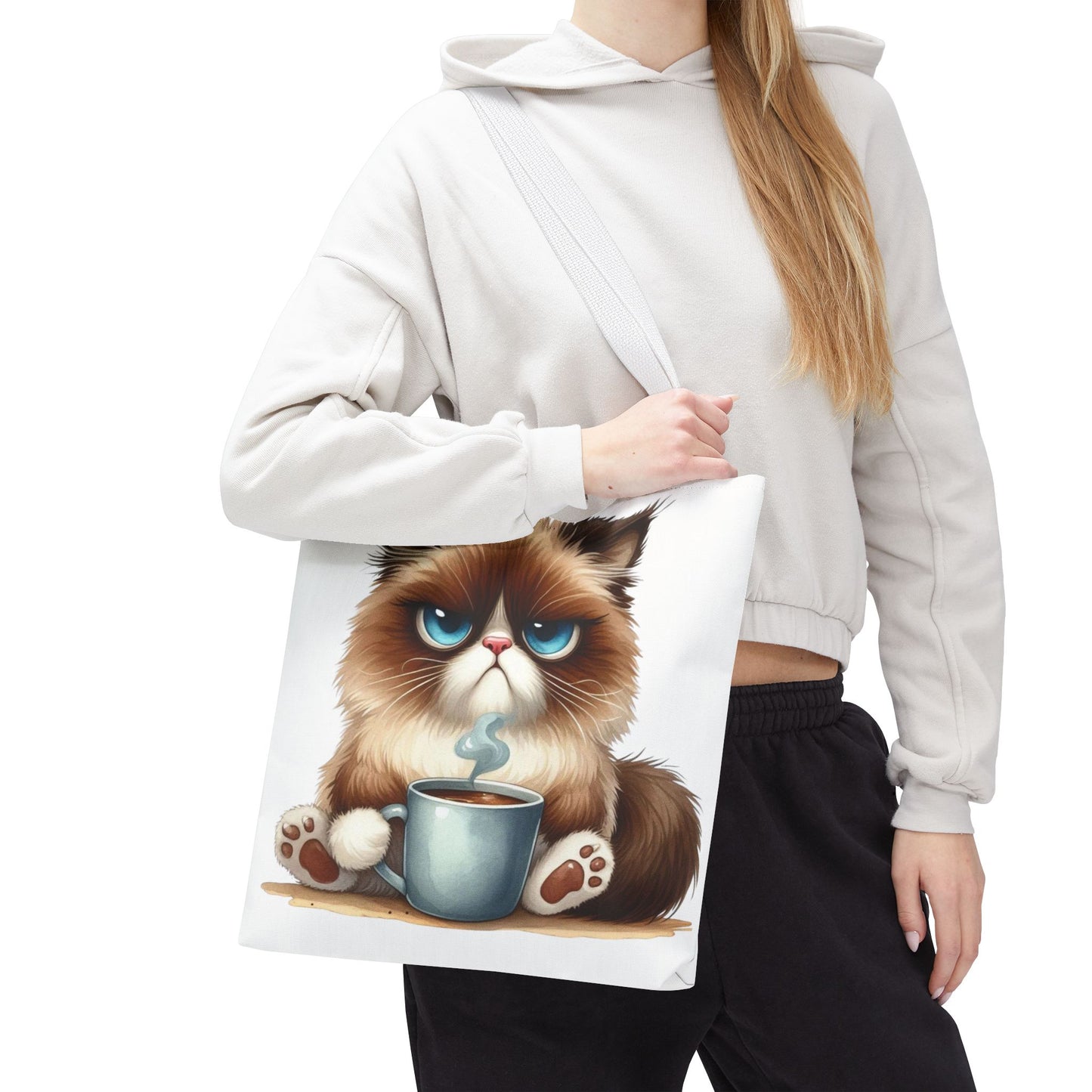 Bolsa de mano personalizada de Grumpy Cat con nombre personalizado: regalo divertido y sarcástico para amantes de los gatos. Bolsa única y práctica para uso diario. Bolsa de mano de Grumpy Cat: perfecta para amantes de los gatos y almas sarcásticas.