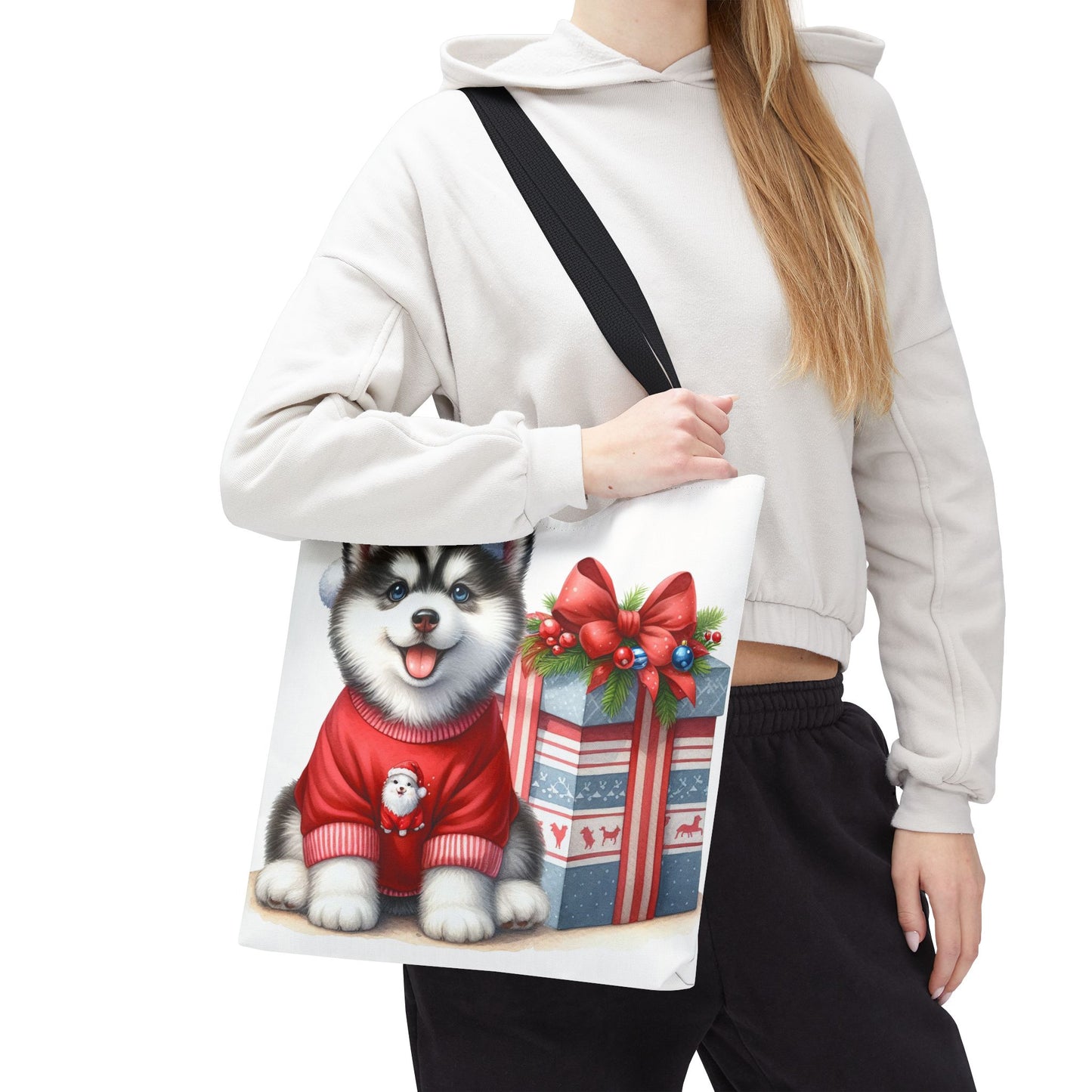 🎁 Christmas Husky Tote Bag – Festive Pup & Holiday Cheer in Every Carry 🎄