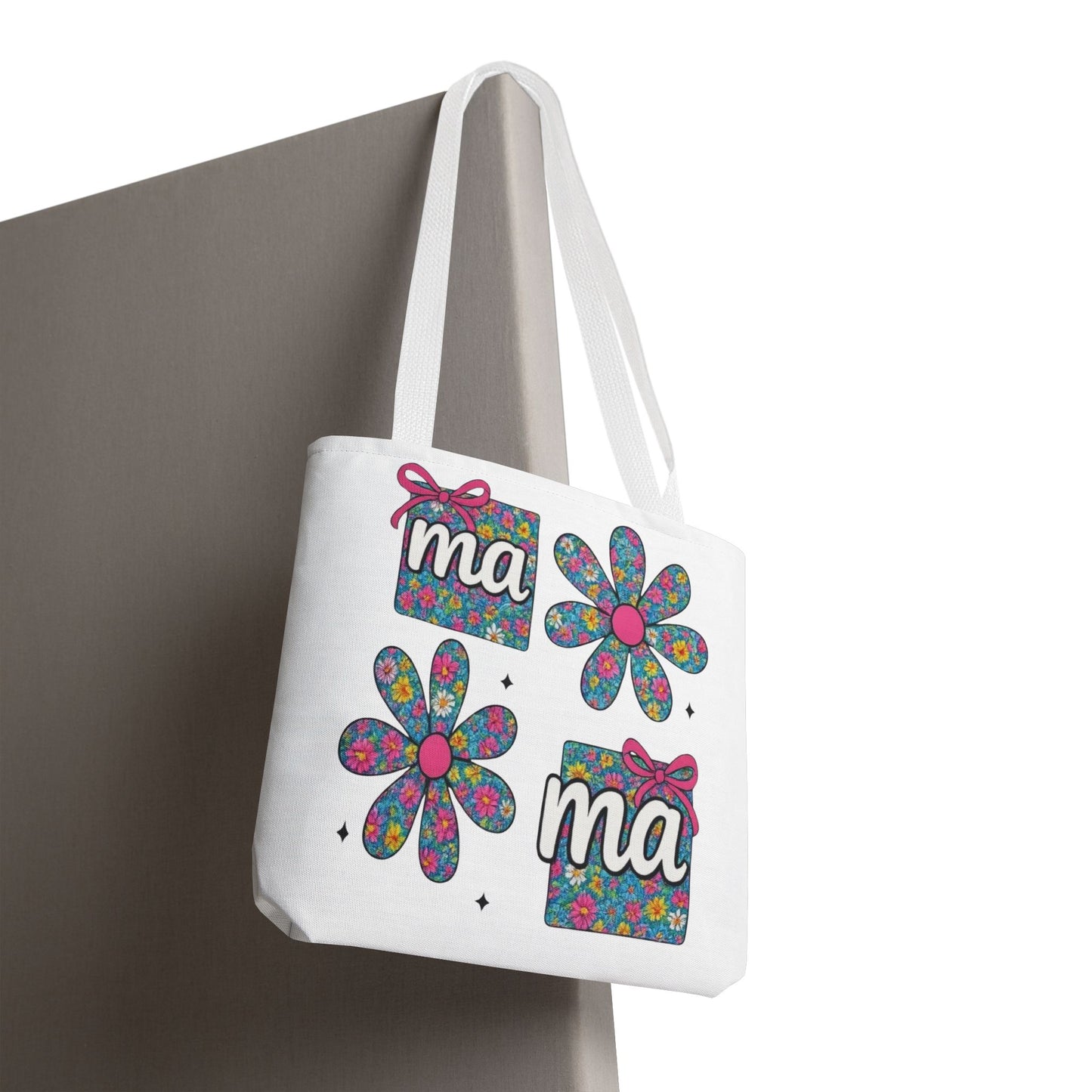 Bolso Tote Floral "ma": Un Accesorio Divertido y Brillante para Mamá