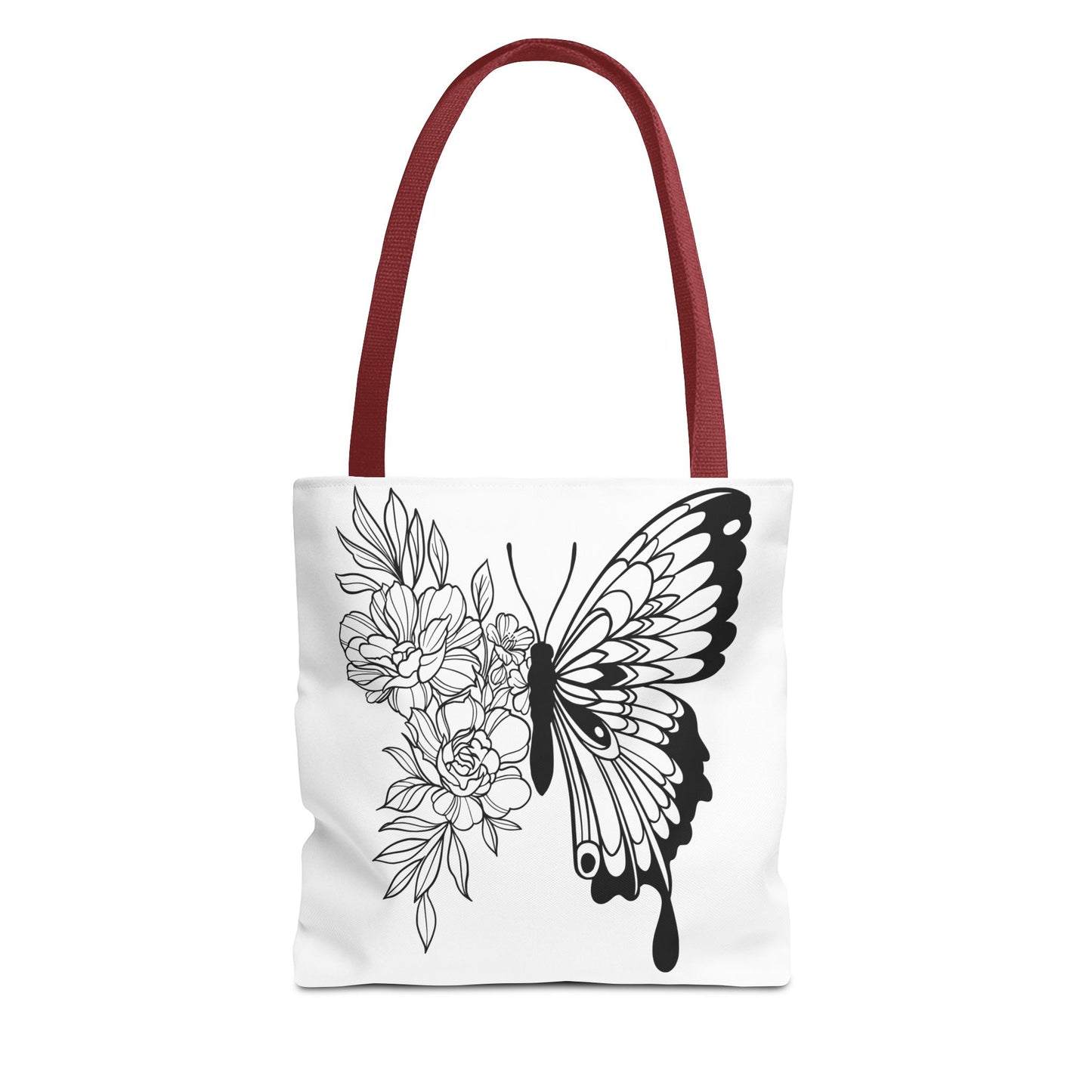 🦋 Black & White Butterfly Floral Tote Bag – Elegant Simplicity in Every Carry 🌸👜