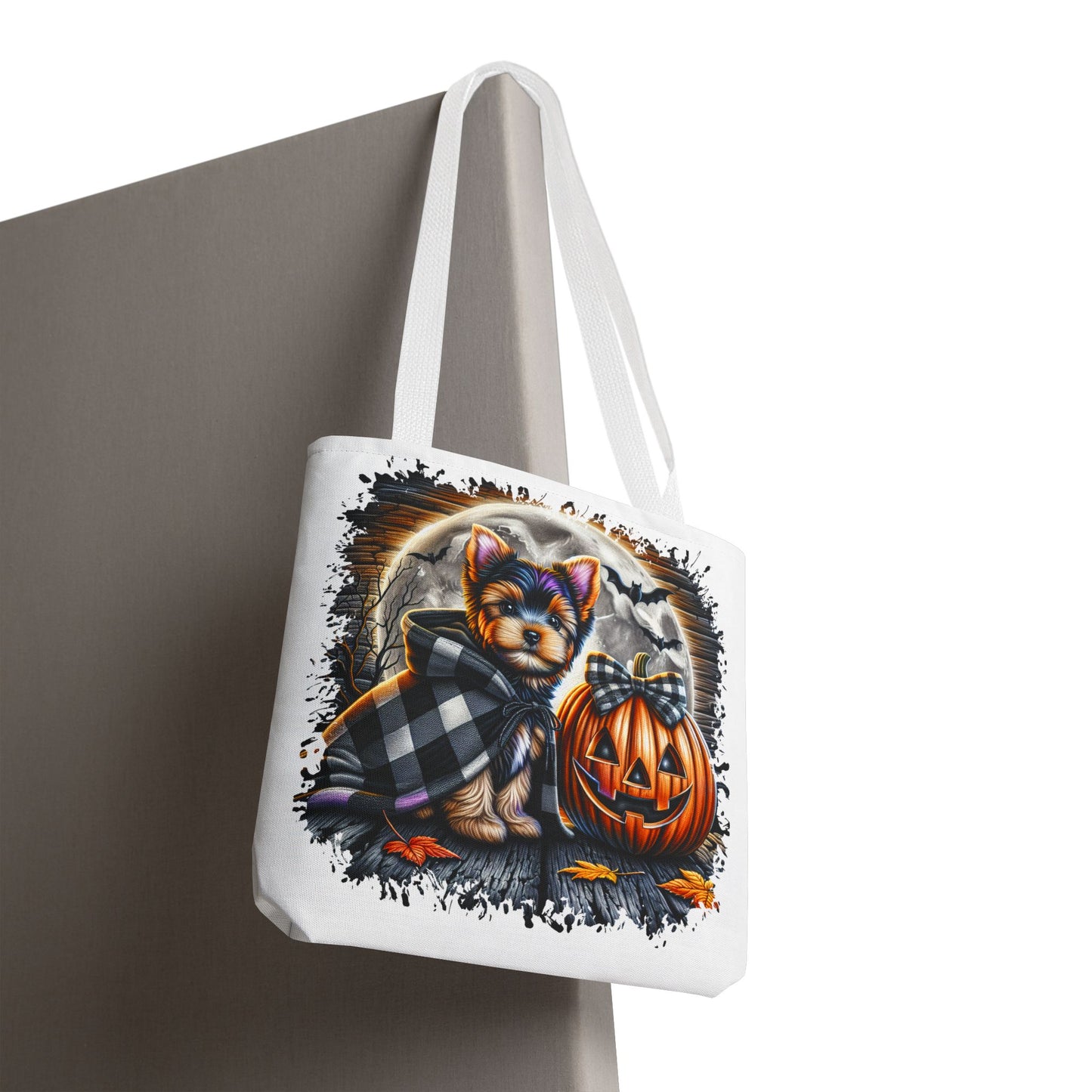 ๐ Yorkie Halloween Tote Bag โ Spooky Cute & Plaid Perfect ๐พ๐ค๐