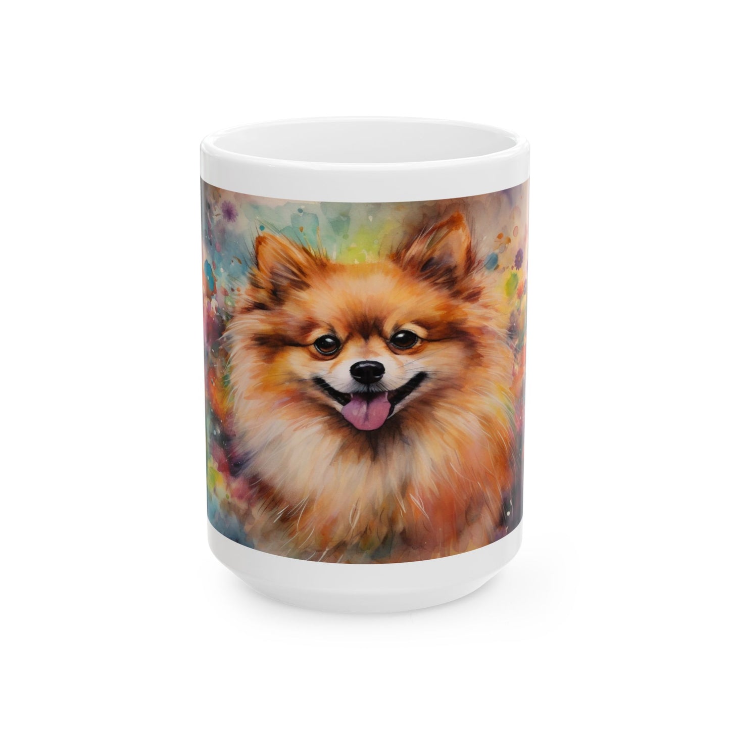 Taza Pomerania Acuarela: ¡Una explosión de color y personalidad! 🌸