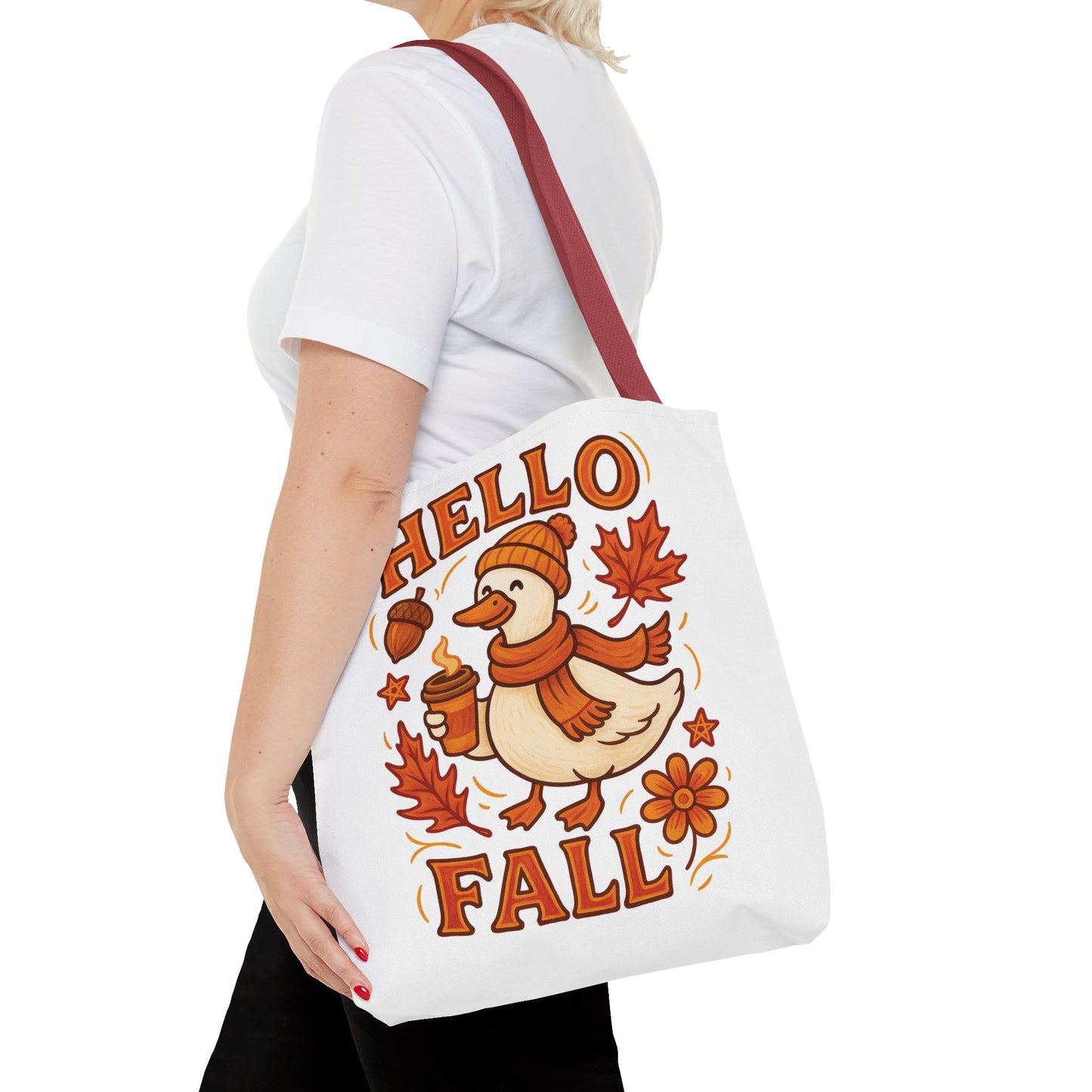 🧡 Hello Fall Duck Tote Bag – Cozy Autumn Vibes & Feathered Charm 🍂🦆