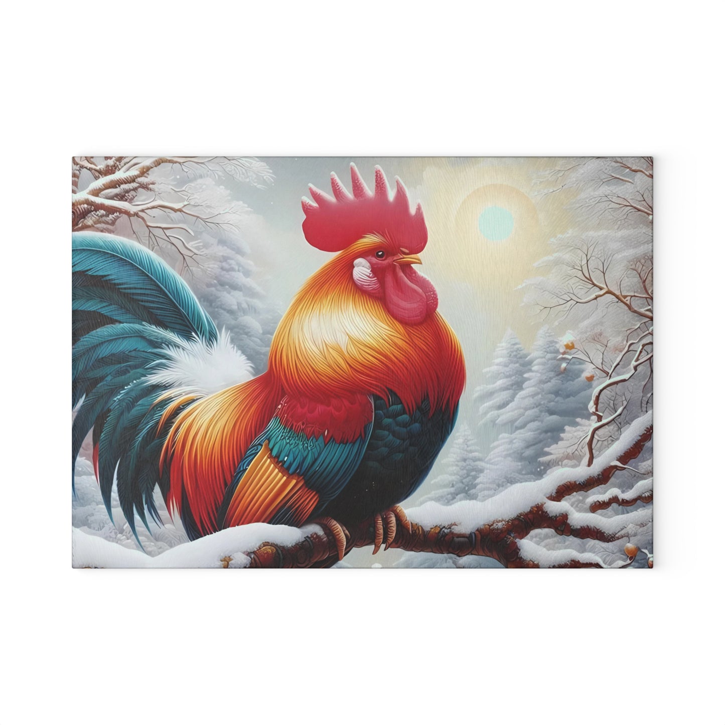 🐓❄️ Winter Rooster Cutting Board – Snowy Elegance for Your Kitchen ❄️🐓