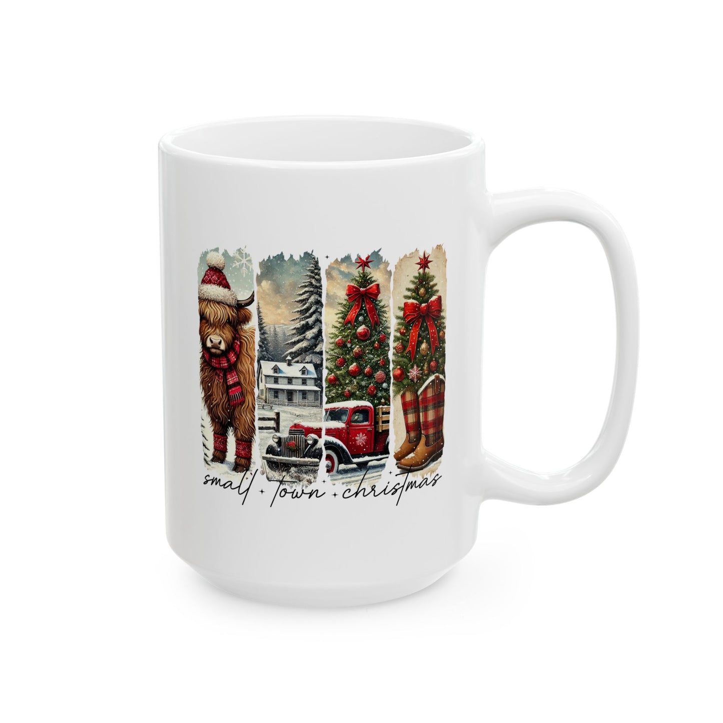 Taza de café navideña Highland Cow Country: un acogedor encanto rústico navideño en cada sorbo