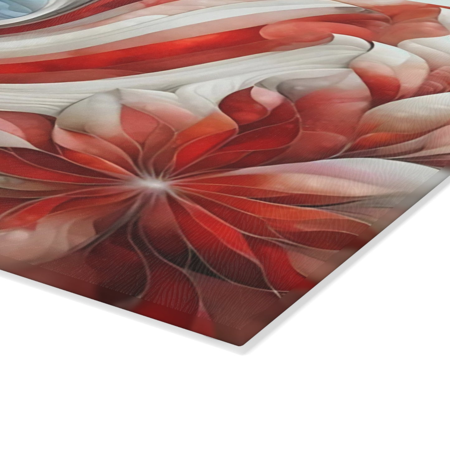 4th of July Quilt looking Glass Cutting Board – Patriotic Charm Meets Function