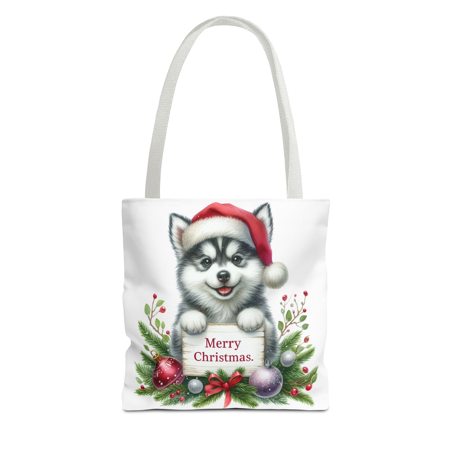 🎁 Husky “Merry Christmas” Tote Bag – Holiday Cuteness You Can Carry 🎄