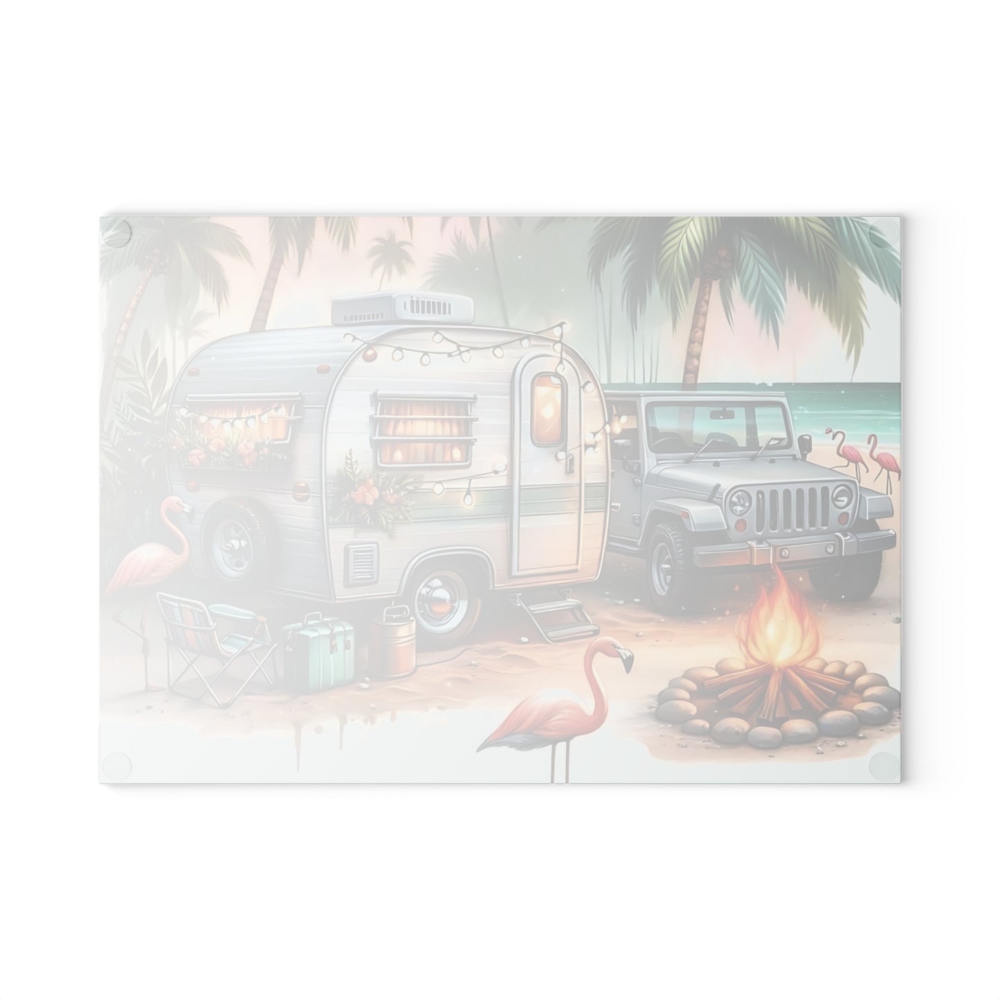 Tabla de cortar de vidrio templado para glamping en Florida