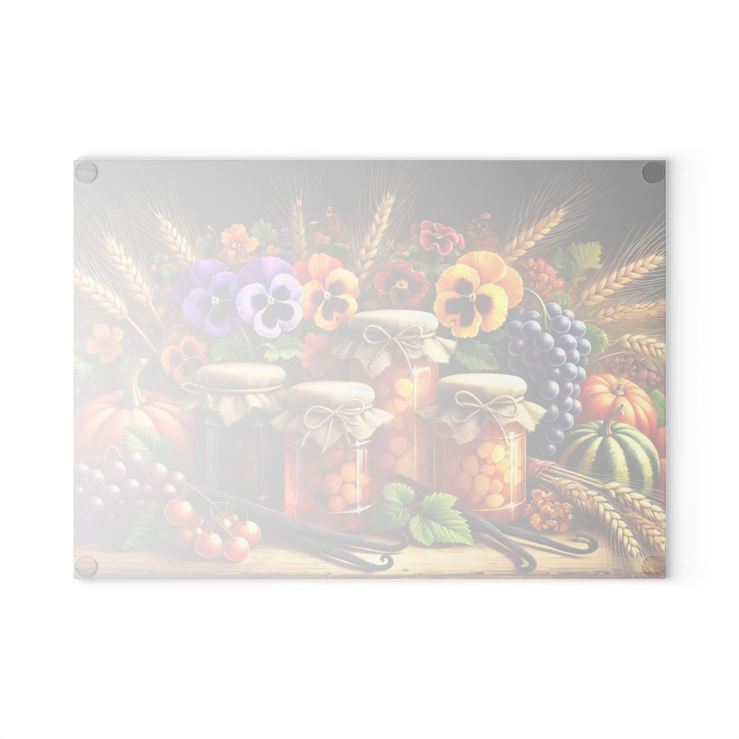 Tabla de cortar para la despensa de la cosecha otoñal: encanto rústico con delicias florales y frutales