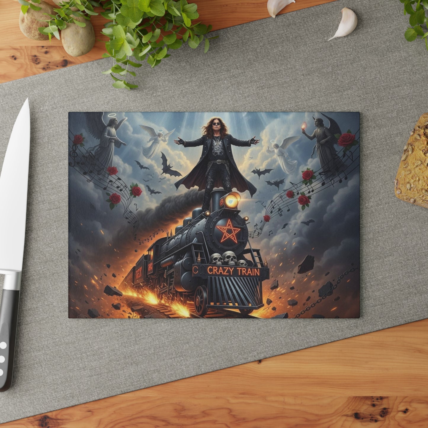 🔥 Chaos Express Cutting Board – Ride the Rail of Rebellion 🎸🚂