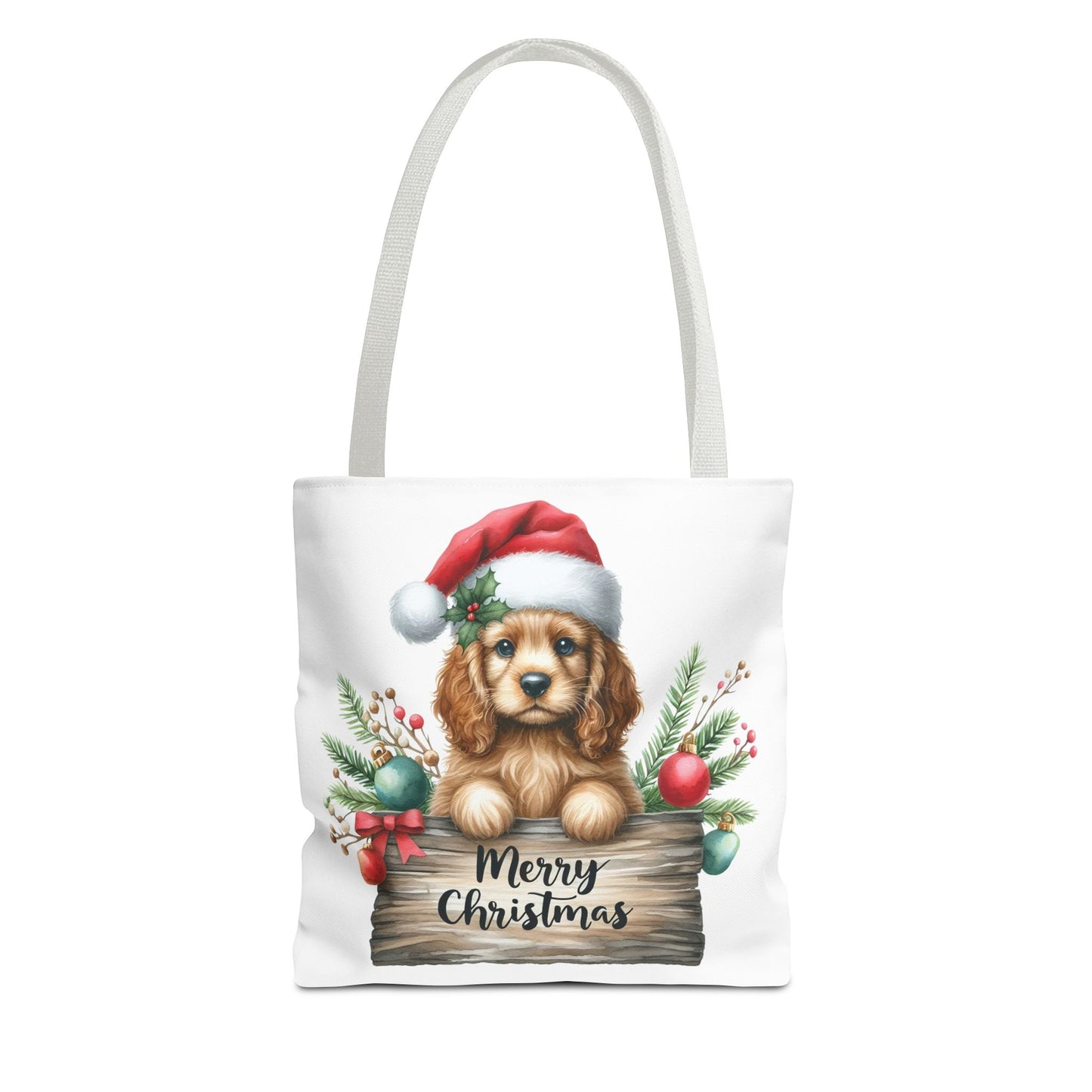🐶 Cocker Spaniel “Merry Christmas” Tote Bag – Cozy Holiday Charm in Every Stitch 🎄