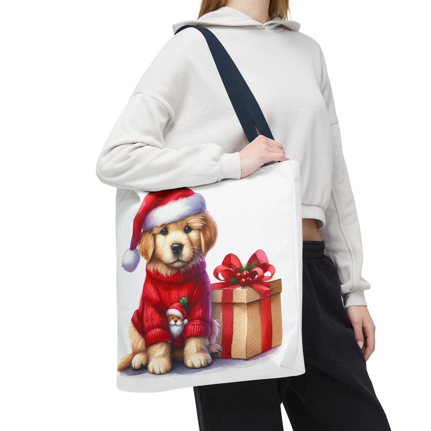 🎄 Golden Retriever Puppy Christmas Tote Bag – Festive Charm for Dog Lovers 🐶