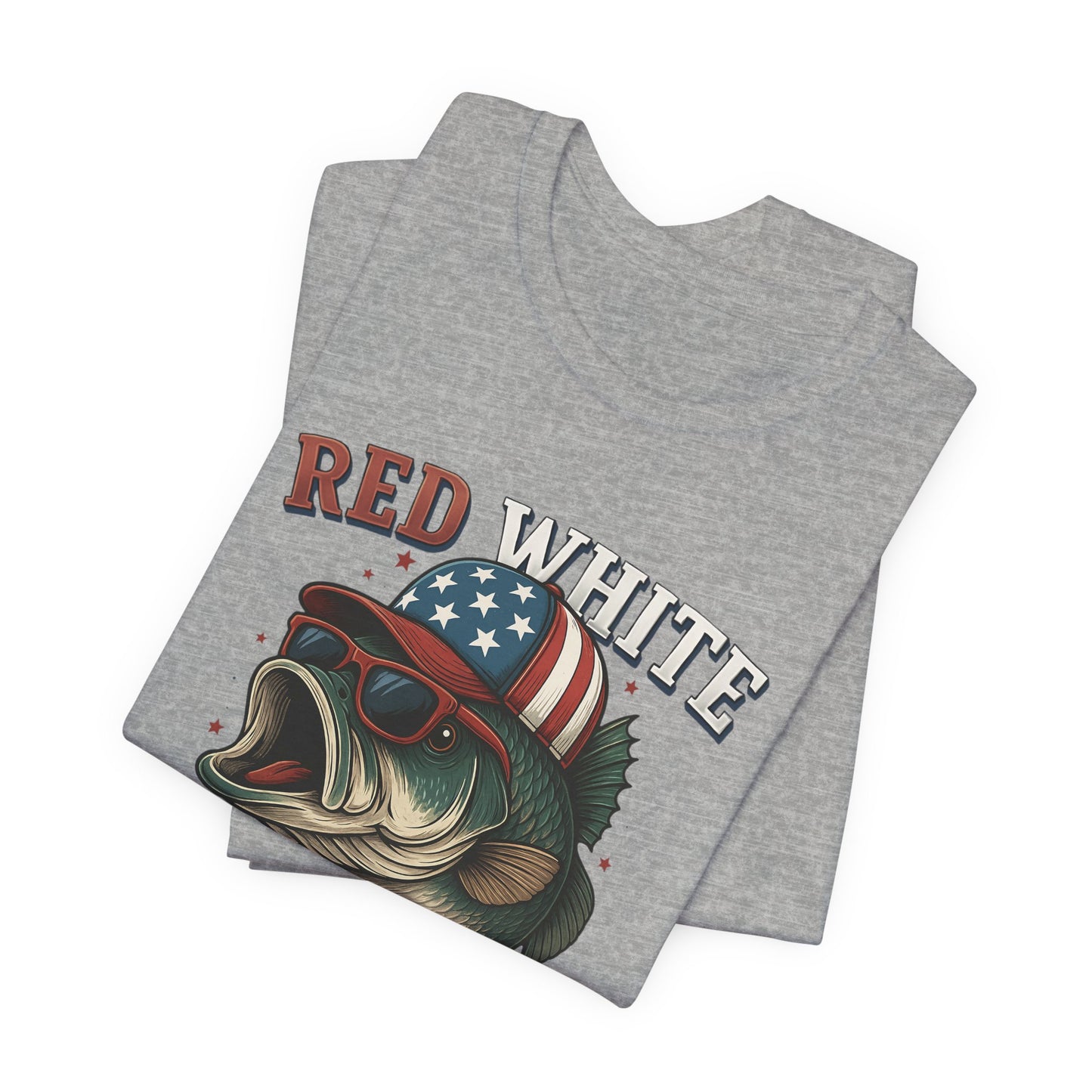 Divertida camiseta patriótica de pescado, con estampado rojo, blanco y negro, unisex, ideal para el 4 de julio, regalo para papá, ideal para barbacoas de verano.
