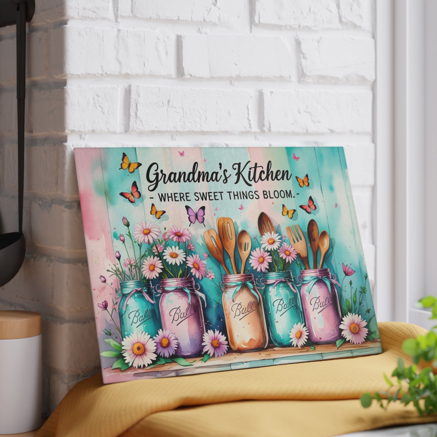 🌸 Grandma’s Kitchen Cutting Board – Where Sweet Things Bloom