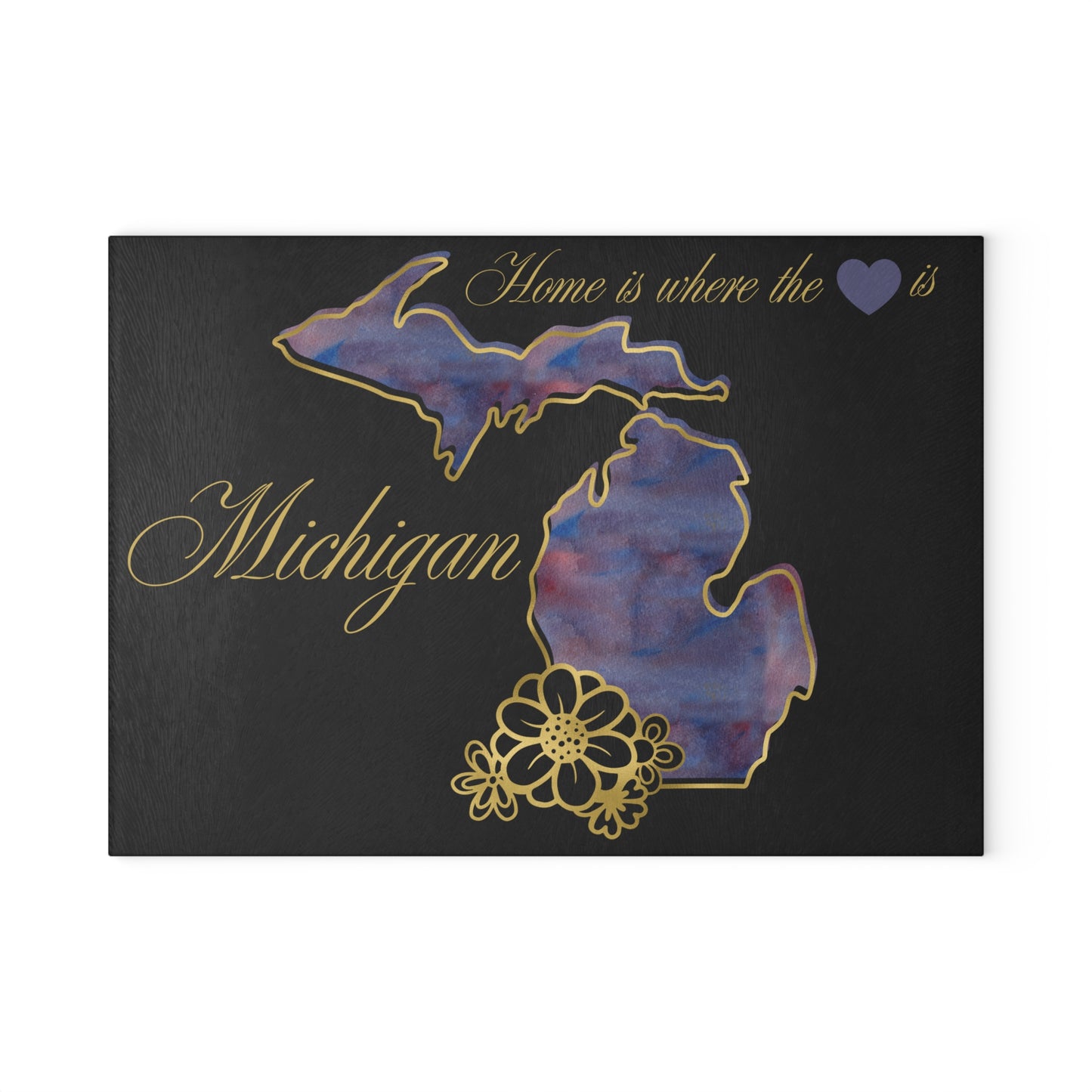 💜 Michigan Floral Cutting Board – Bold Lakeside Beauty with Artistic Elegance 🌺