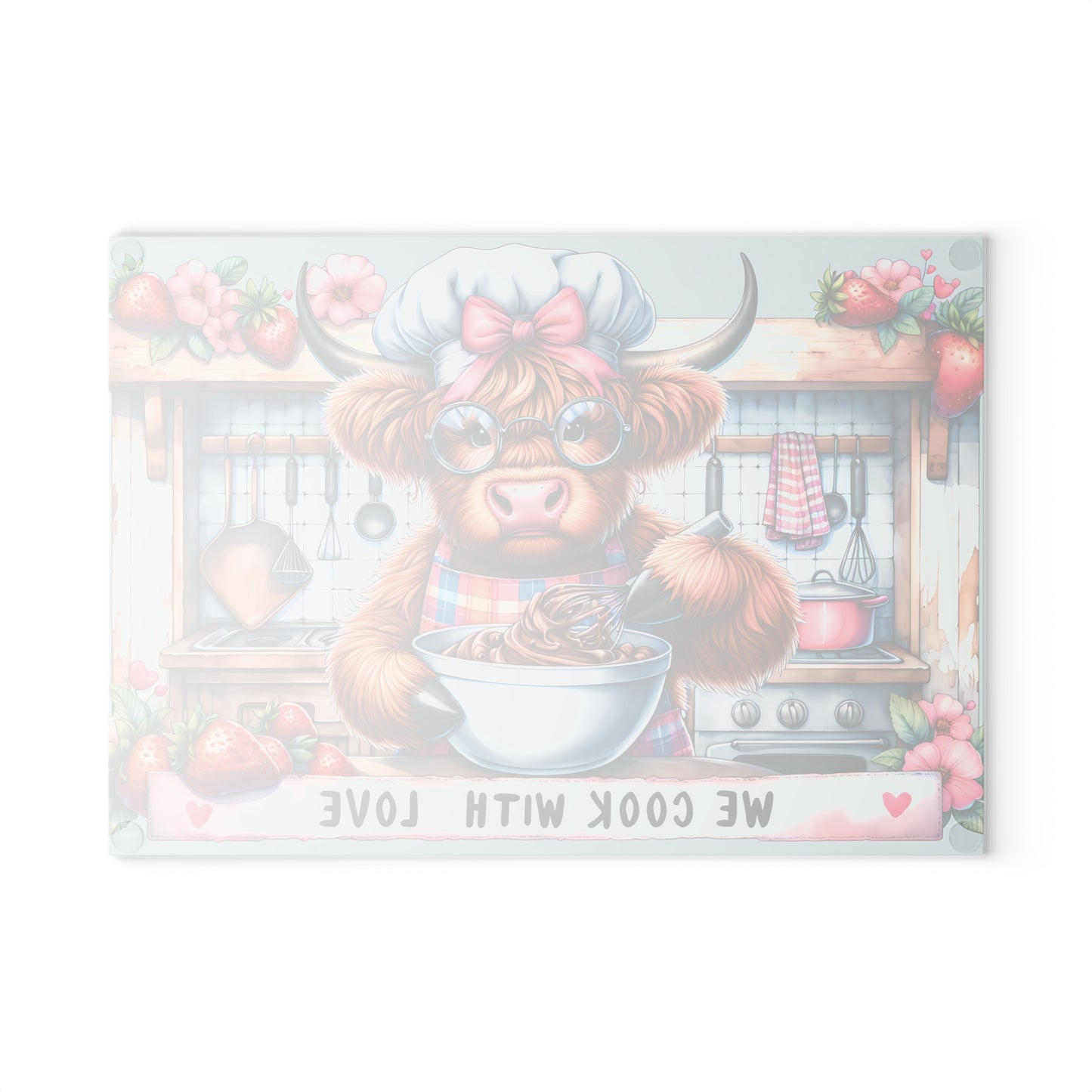 🐮 We Cook With Love Cutting Board – Whisking Up Sweetness & Farmhouse Charm