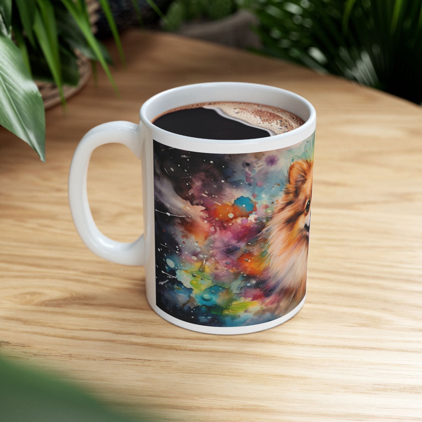 Taza Pomerania Acuarela: ¡Una explosión de color y personalidad! 🌸