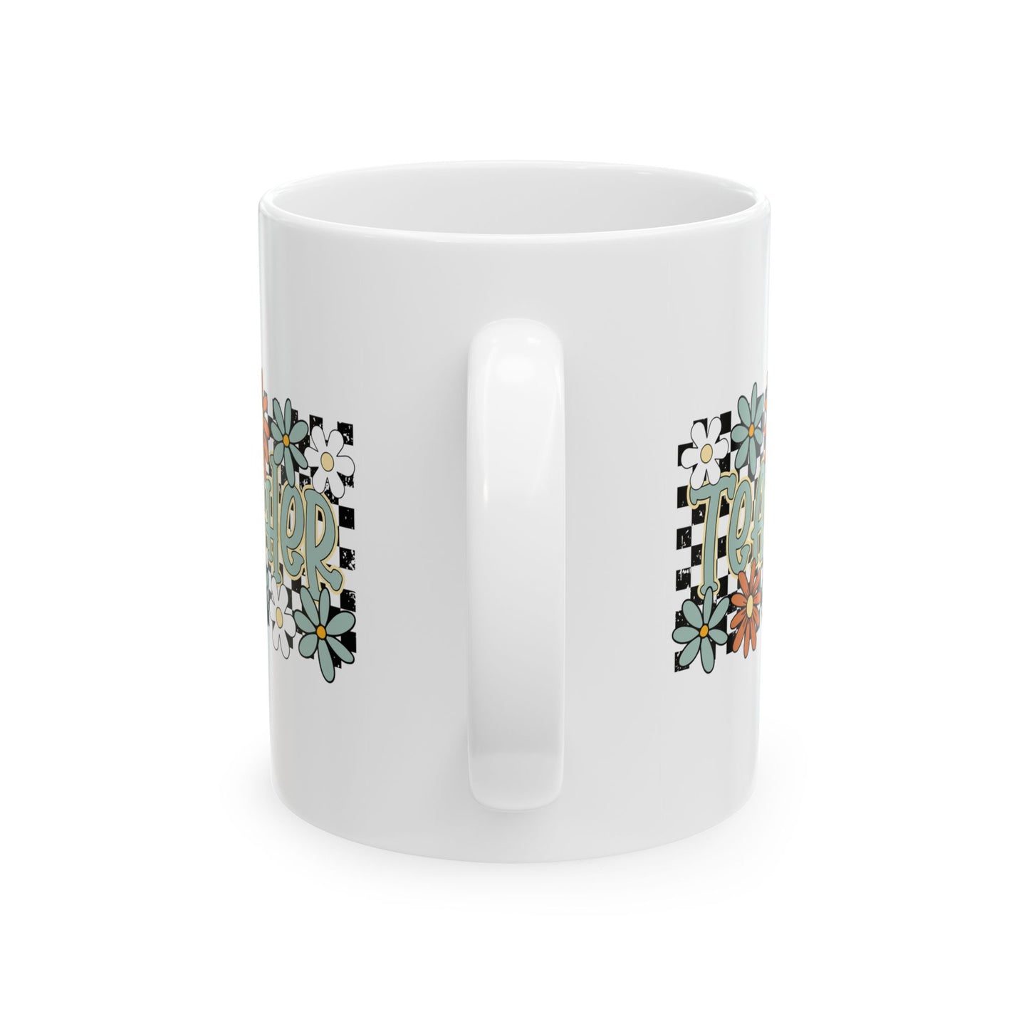🍎🌼 Retro Teacher Floral Mug – A Groovy Sip for Everyday Educators 🌼🍎