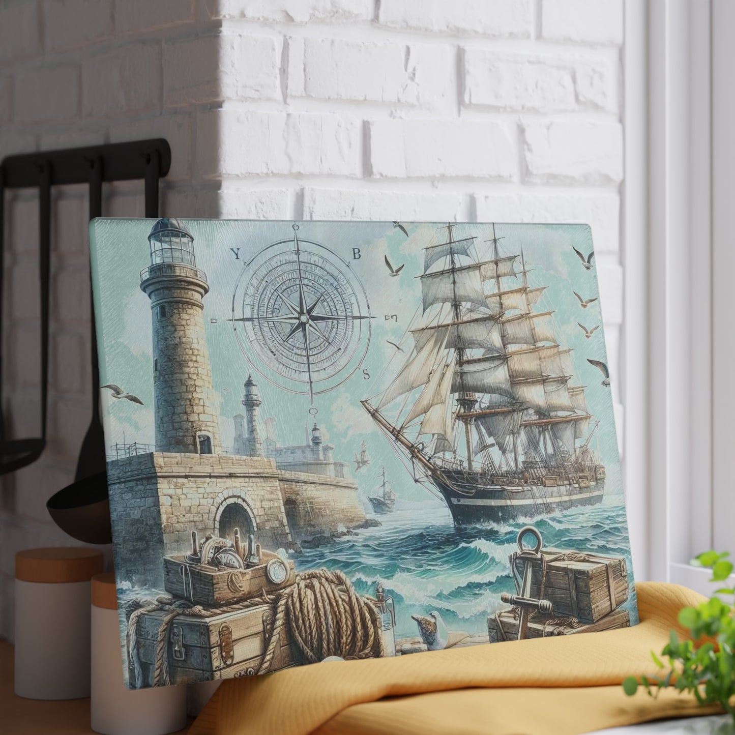Tabla de cortar náutica, Decoración de cocina costera, Regalo para casa de playa, Decoración con temática oceánica, Elementos esenciales para casa de playa, Decoración inspirada en el océano, Regalo de playa único