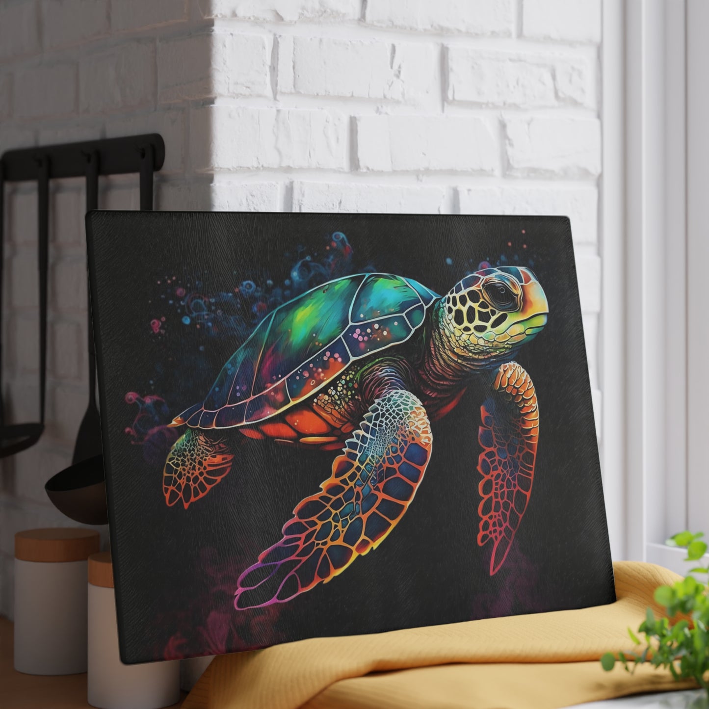 Tabla de cortar - Hermoso diseño de tortuga marina, tabla de cortar de vidrio templado, tabla de charcutería, tabla de cortar, regalo de inauguración de la casa, tabla de cortar personalizada, rústica