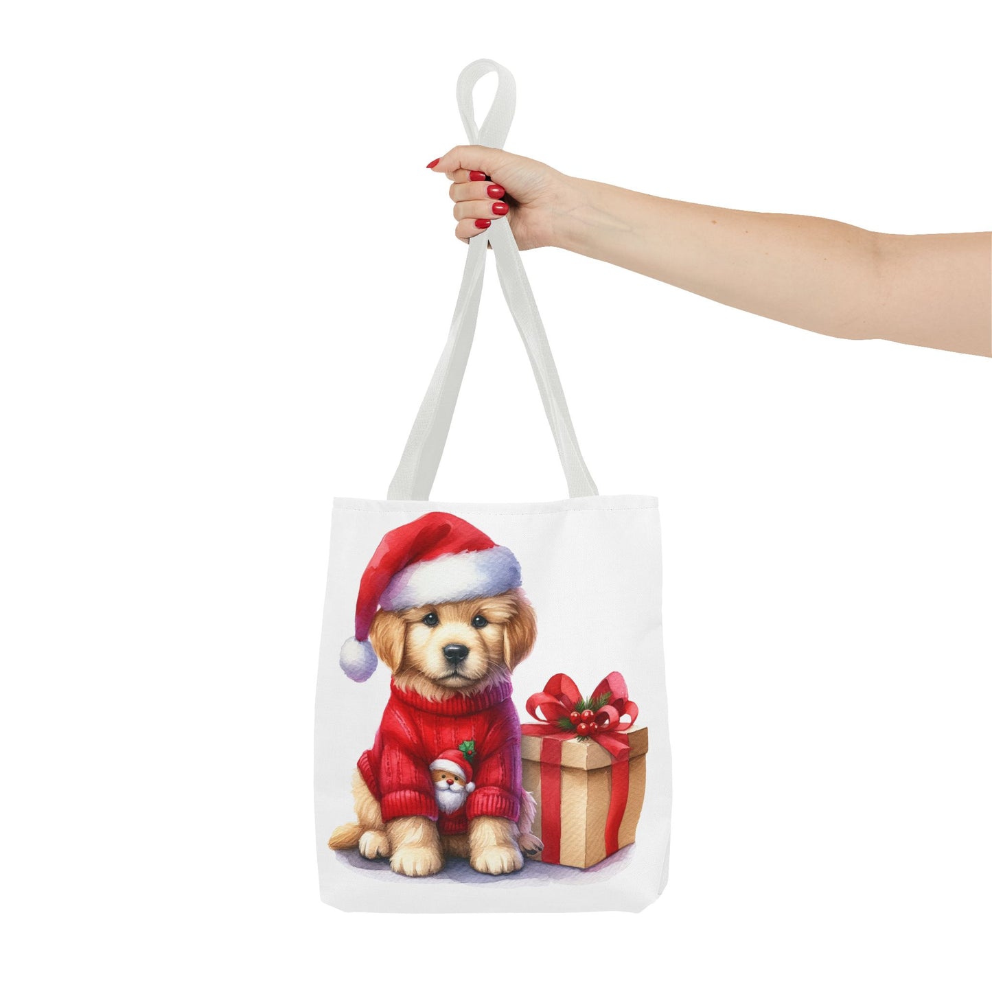 🎄 Golden Retriever Puppy Christmas Tote Bag – Festive Charm for Dog Lovers 🐶