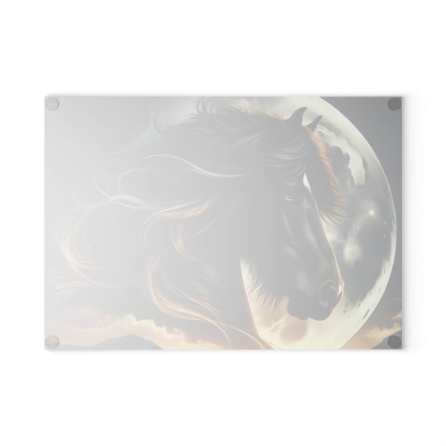🖤 Majestic Horse Moonlight Cutting Board – Striking Black Stallion Kitchen Art