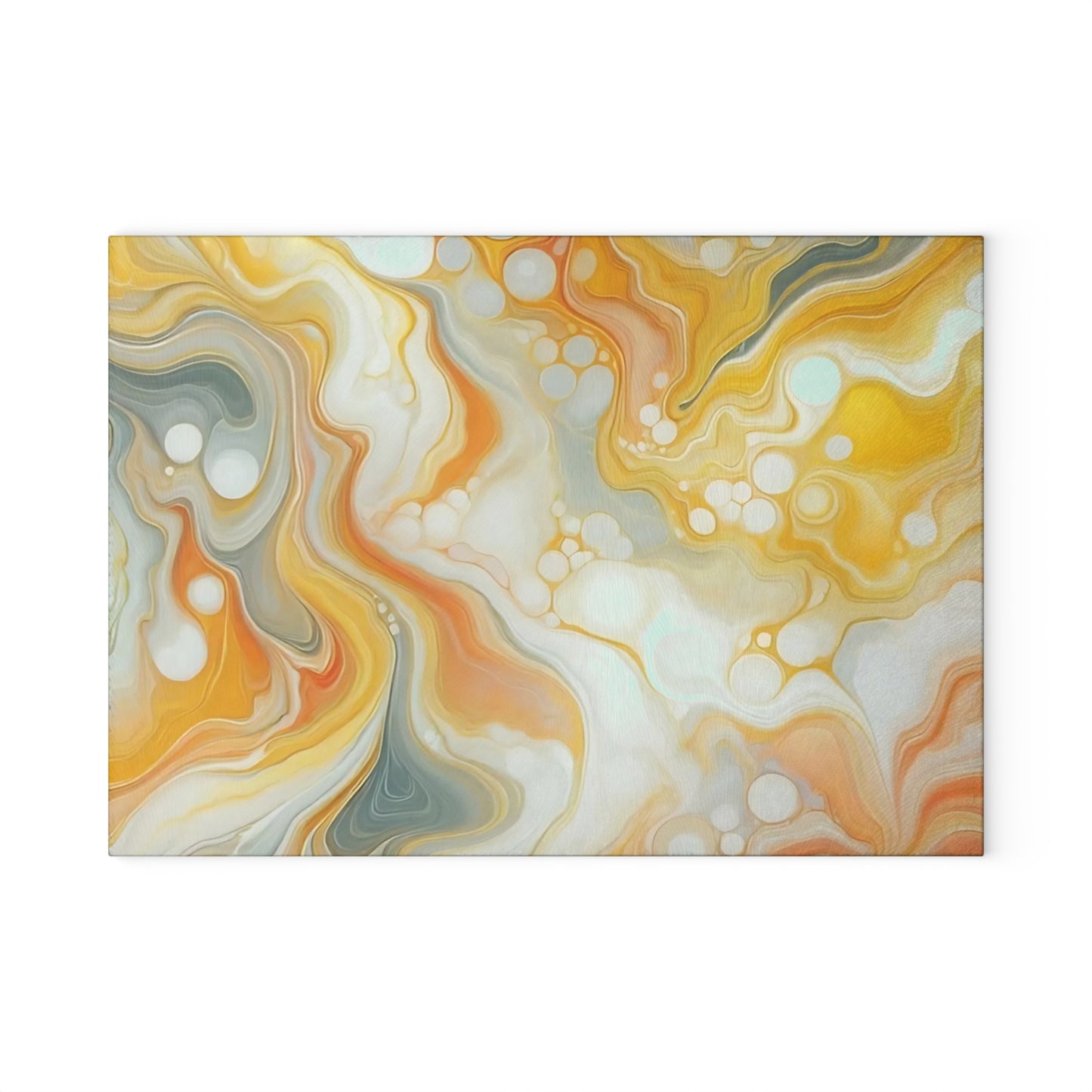 Tabla de cortar de vidrio templado con efecto mármol amarillo, gris y naranja: elegante decoración de cocina con aspecto de mármol, ideal para regalar y funcional.
