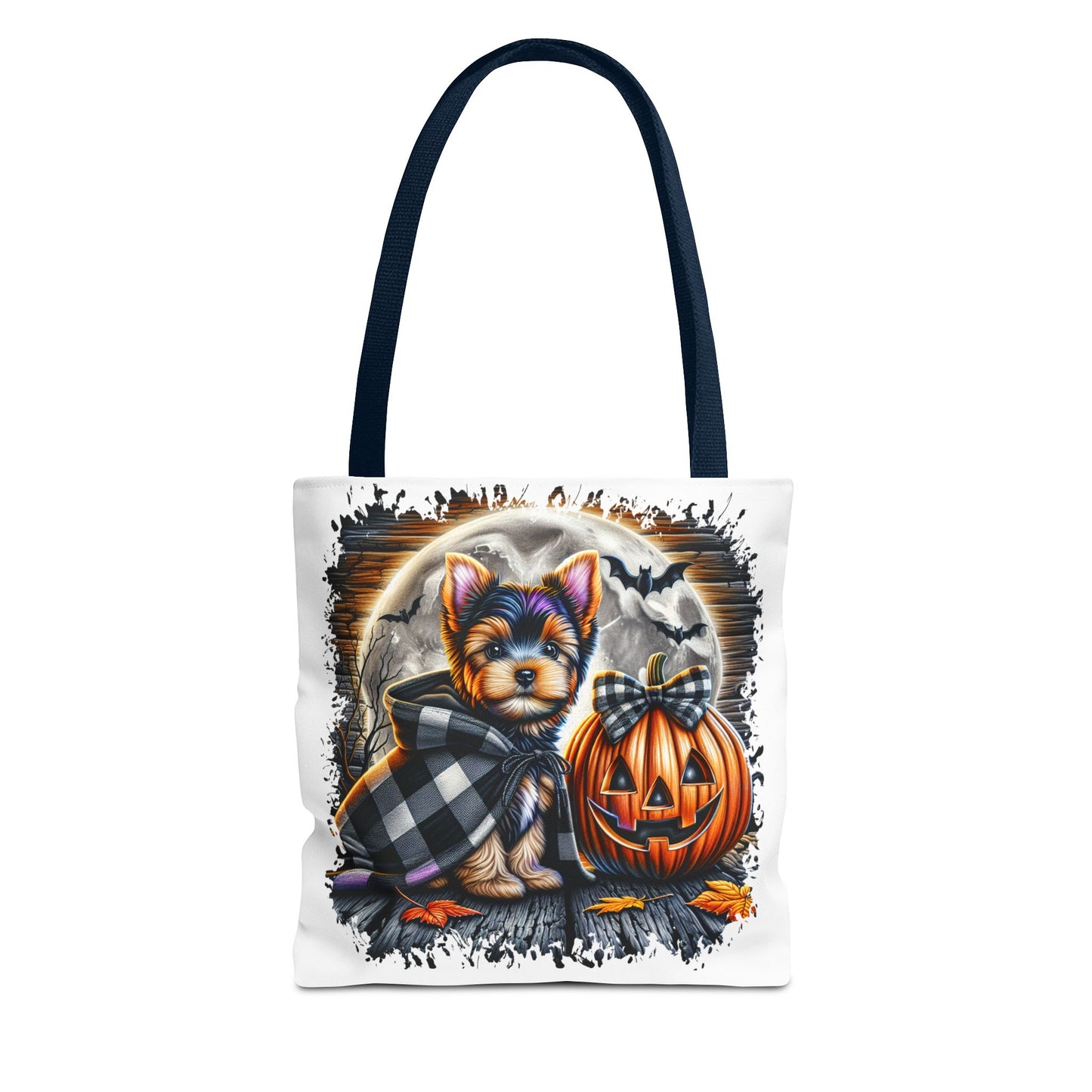 ๐ Yorkie Halloween Tote Bag โ Spooky Cute & Plaid Perfect ๐พ๐ค๐