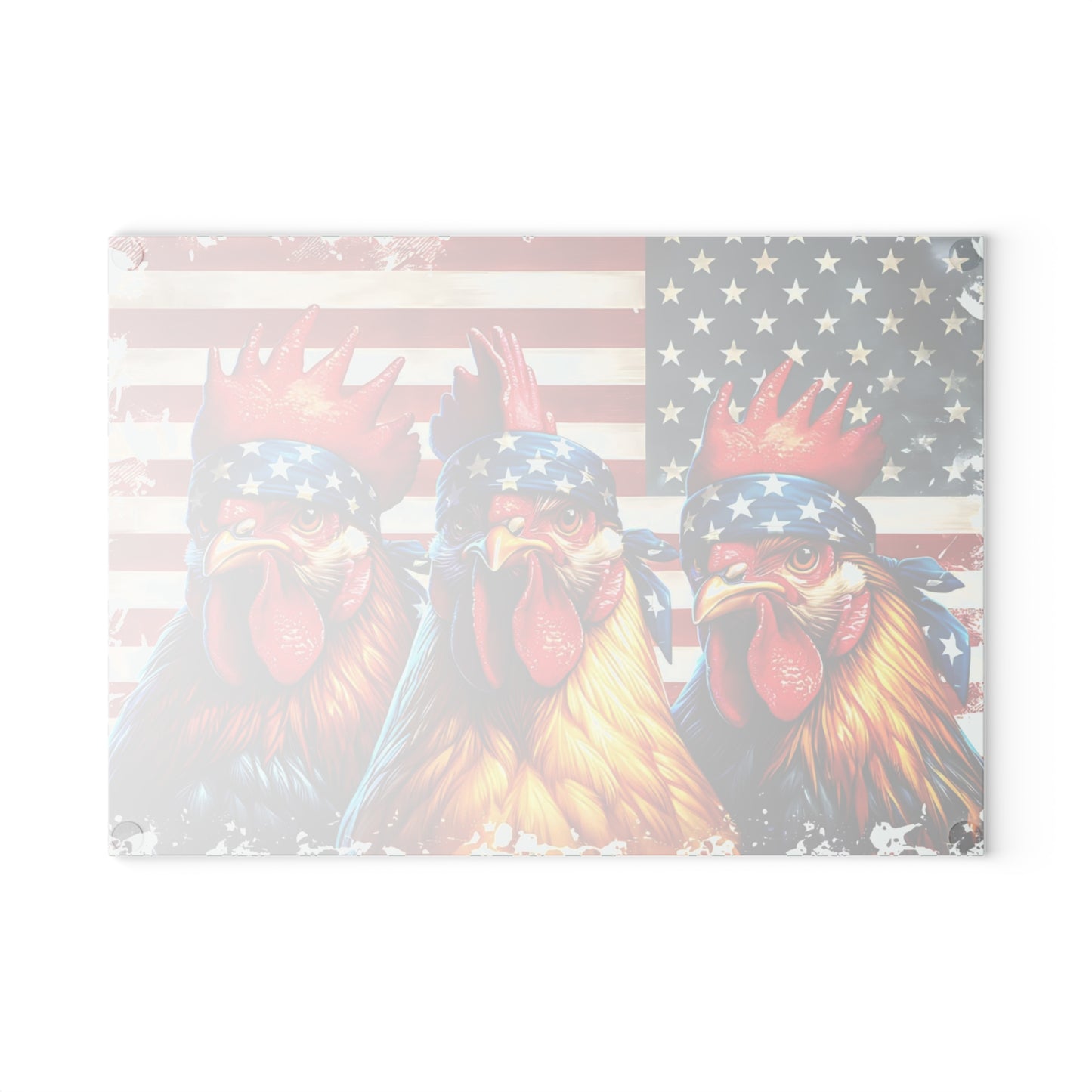 🐓🇺🇸 Patriotic Rooster Bandana Cutting Board – Bold Farmhouse Americana Kitchen Décor 🌾✨
