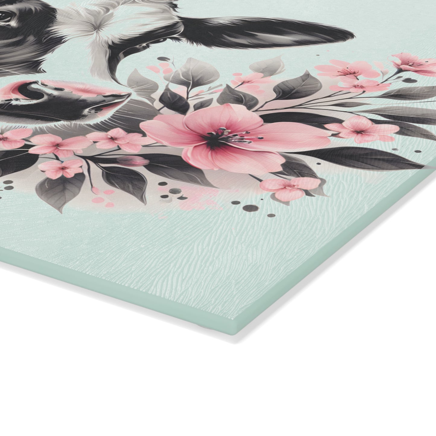 🐄 Blush Bloom Cow Cutting Board – Elegant Simplicity with a Touch of Rustic Romance