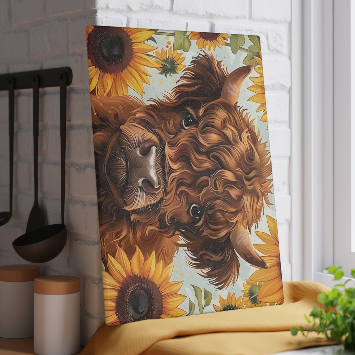 Tabla de cortar de vaca, tabla de cortar de vidrio templado, tabla de charcutería, tabla de cortar, regalo de inauguración de la casa, tabla de cortar personalizada, vaca de las Tierras Altas