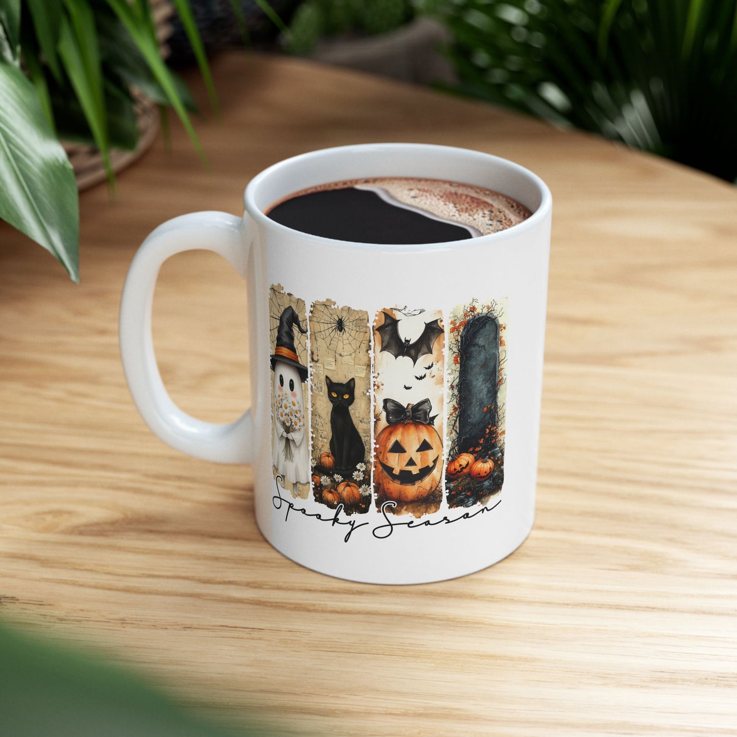 🎃 Spooky Season Halloween Mug – Vintage Charm with a Whimsical Haunt 👻