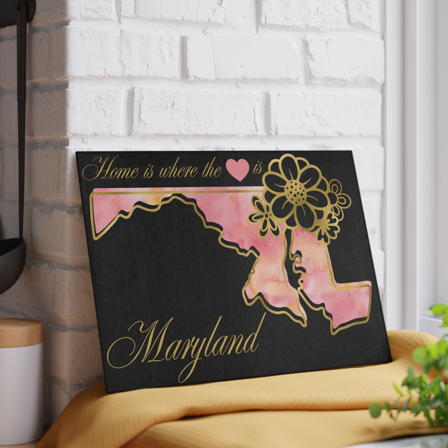 💖 Maryland State Cutting Board – Pink Pride with Elegant Charm