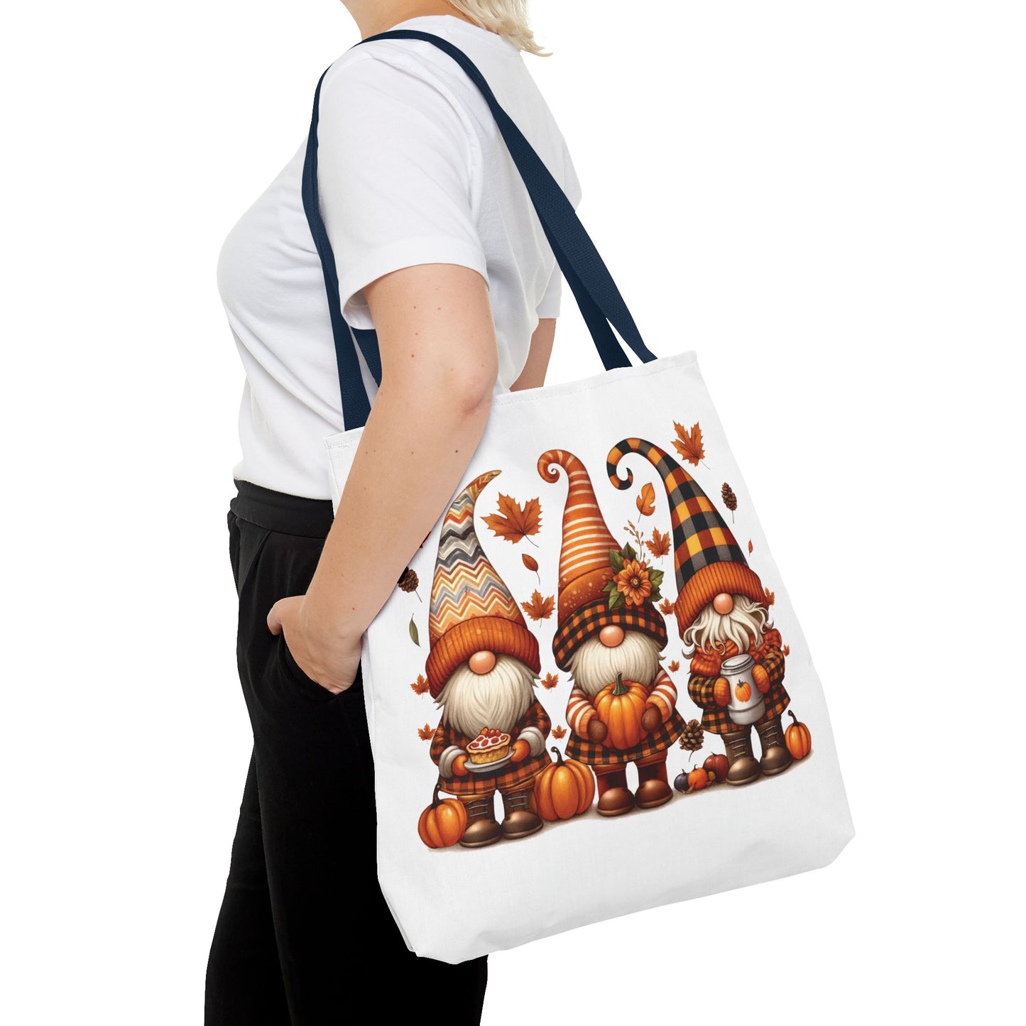 🍁 Autumn Gnome Trio Tote Bag – Cozy Fall Charm with Pumpkin Spice Magic