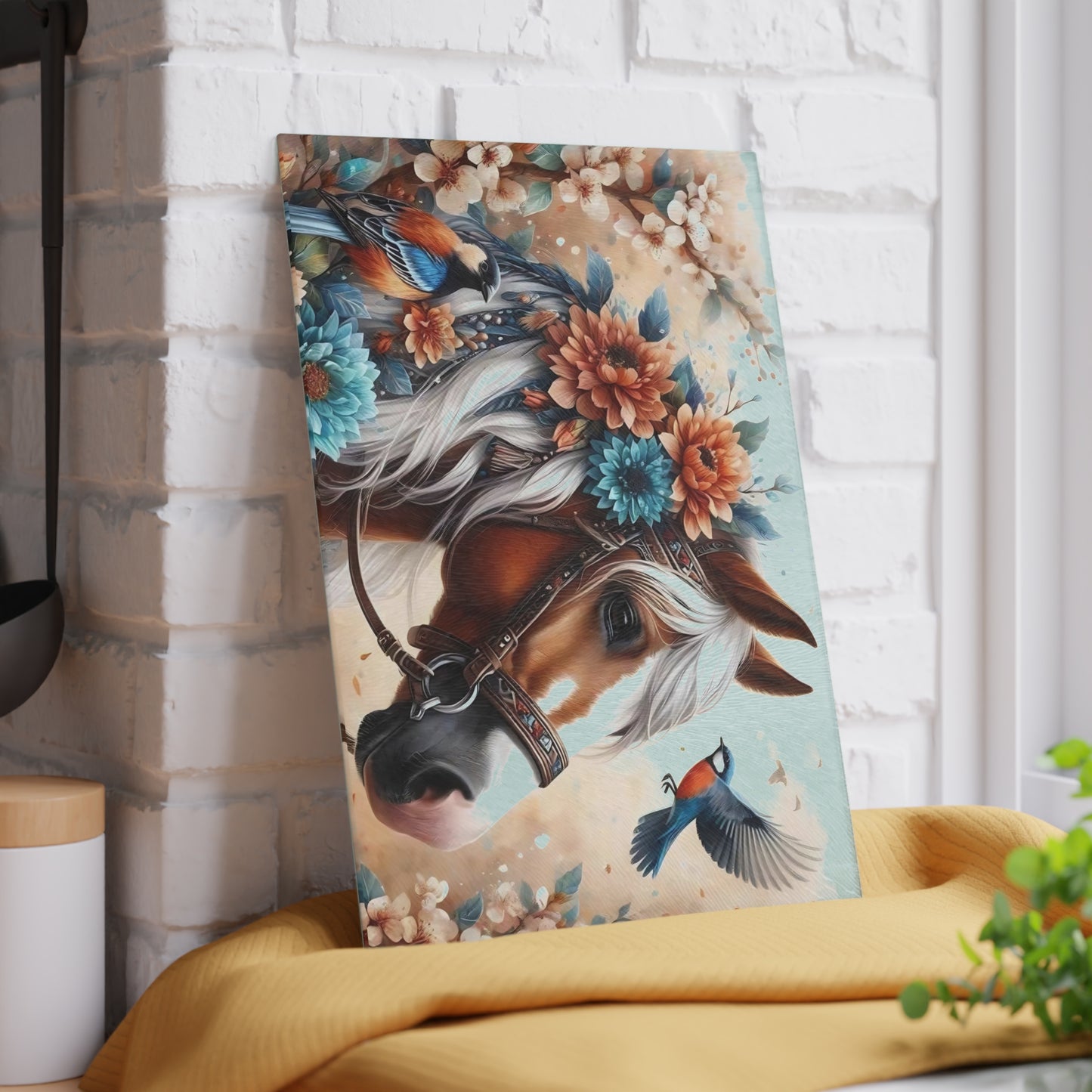 Hermosa tabla de cortar de caballo, tabla de cortar de vidrio templado, tabla de charcutería, tabla de cortar, regalo de inauguración de la casa, tabla de cortar personalizada
