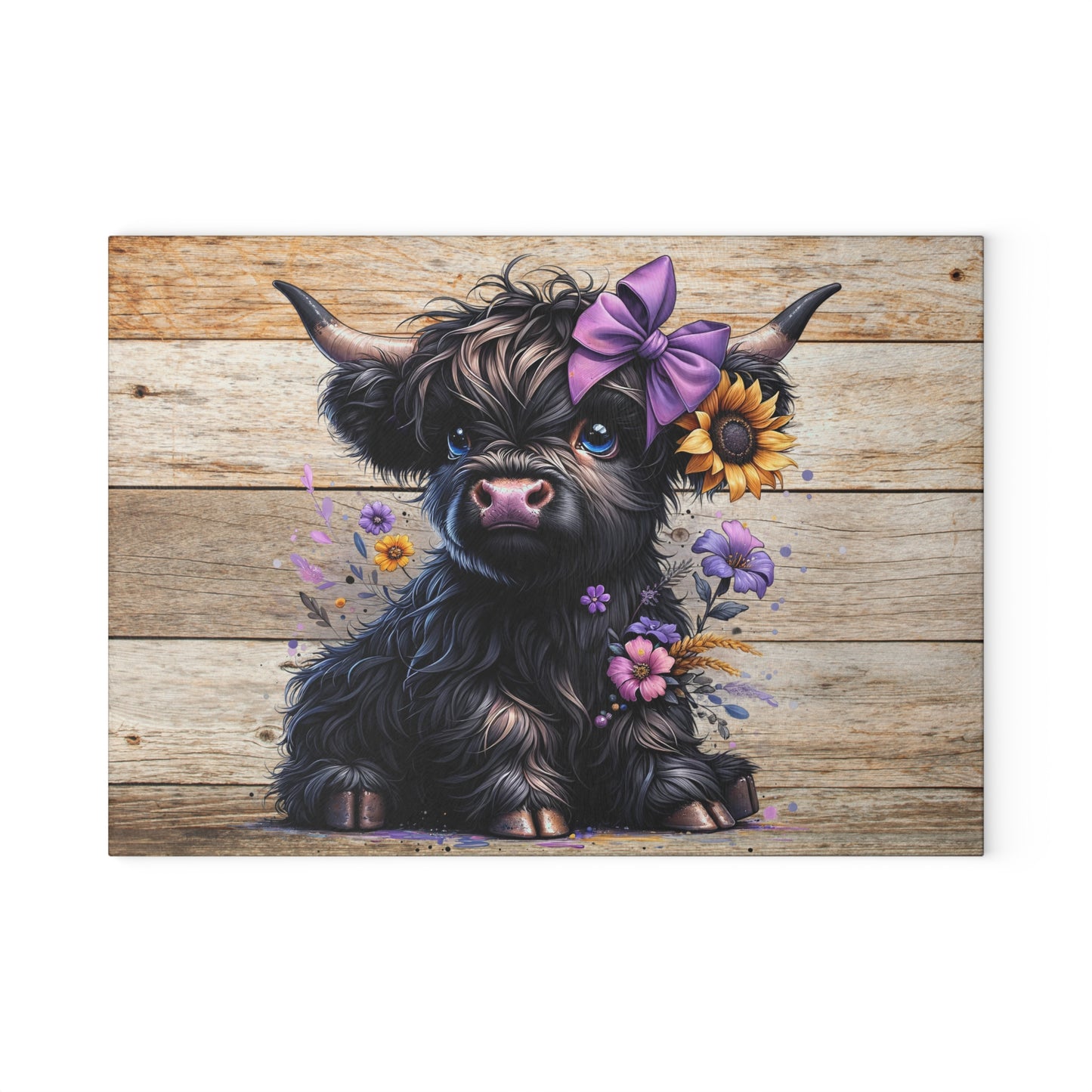 Tabla de cortar de vaca, tabla de cortar de vidrio con diseño de vaca de las Highlands, decoración de cocina con diseño de vaca, tabla de cortar para regalo de casa nueva, tabla de charcutería, regalos de vaca de las Highlands