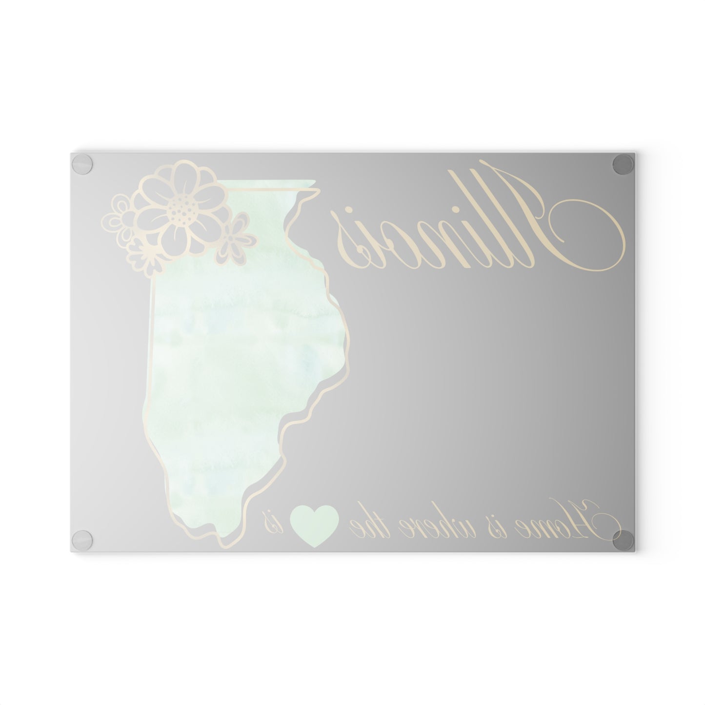 💚 Illinois State Cutting Board – Soft Watercolors & Midwest Heart