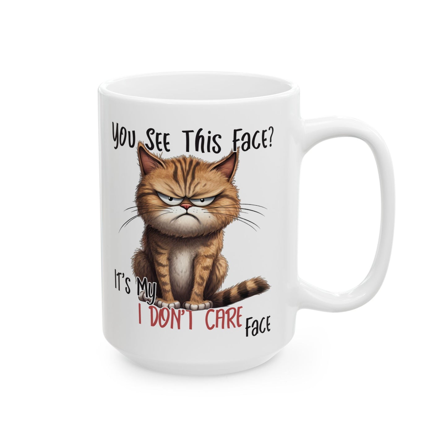 ¿Ves esta cara? – Taza de café "Me da igual" de Grouchy Cat ☕