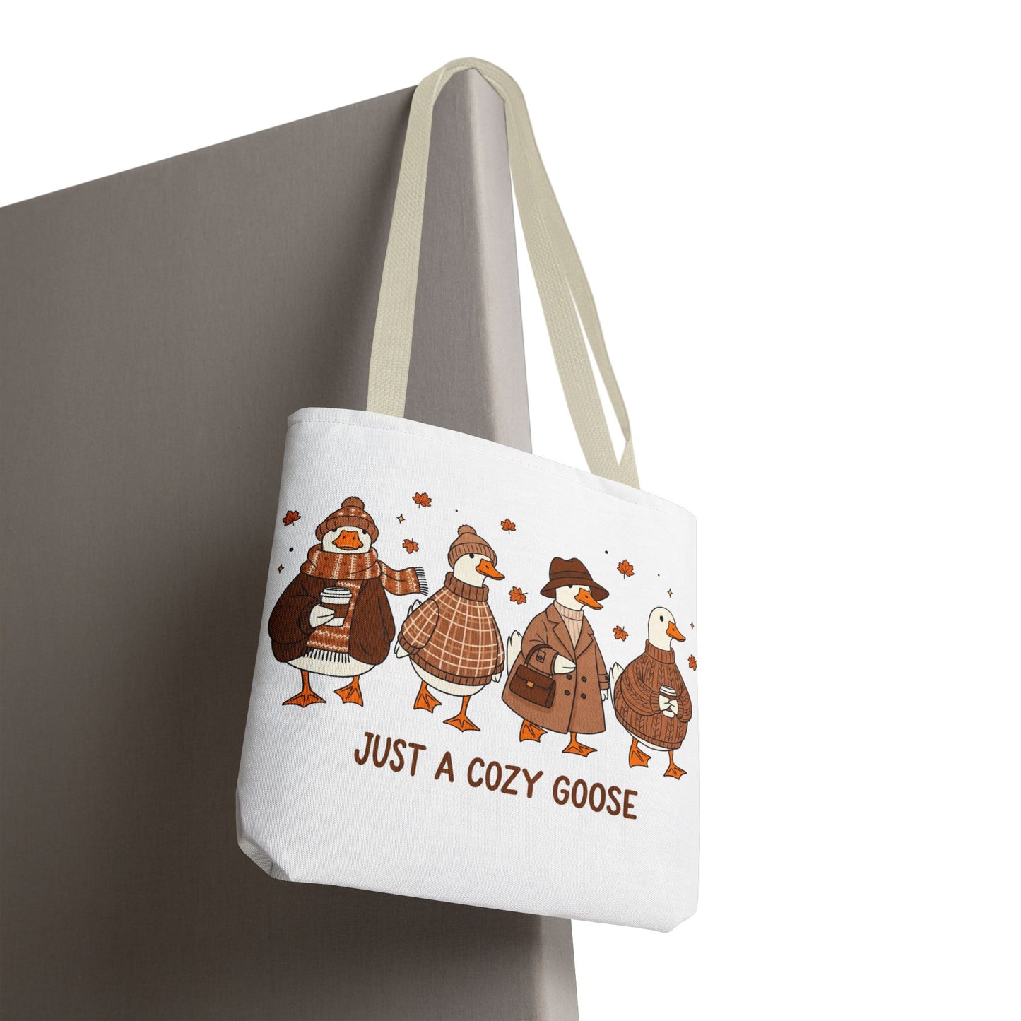 🪶 Just a Cozy Goose Tote Bag – Fall Fashion with Feathered Charm