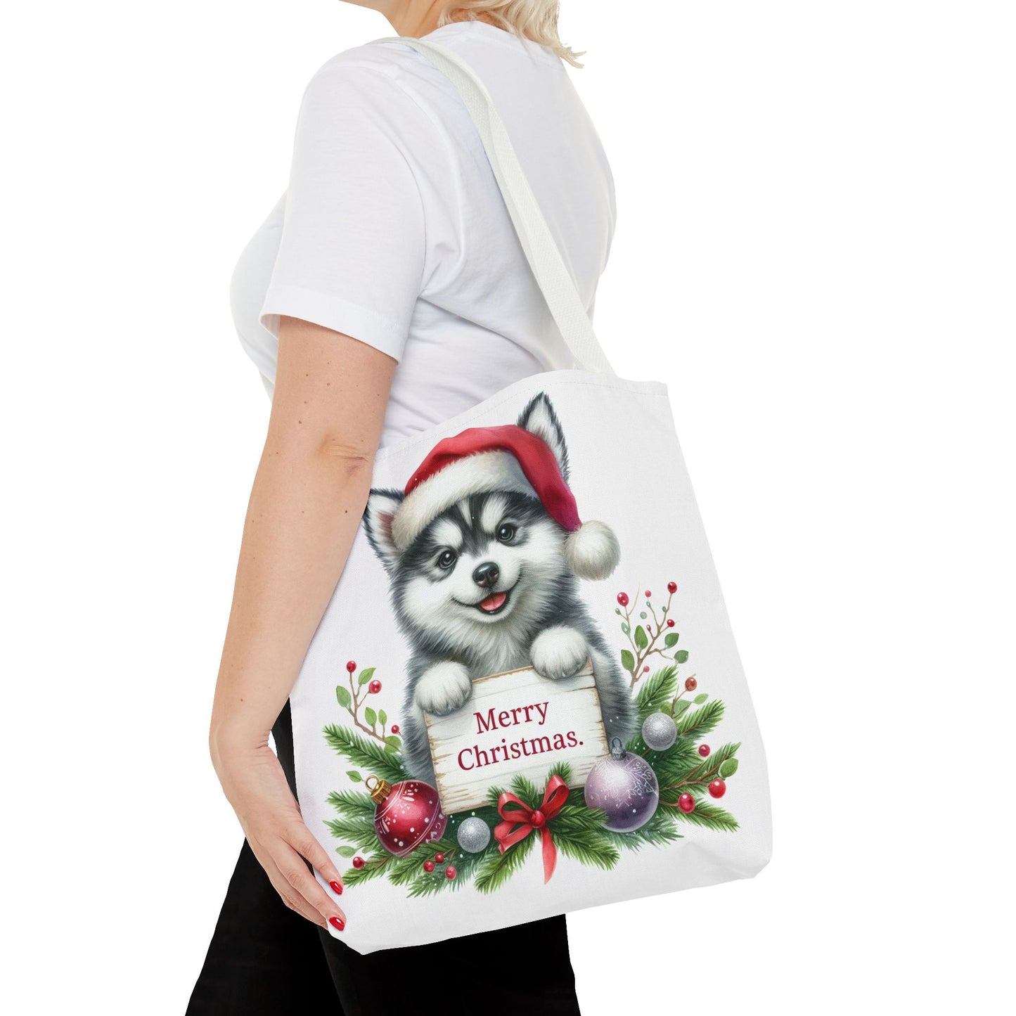🎁 Husky “Merry Christmas” Tote Bag – Holiday Cuteness You Can Carry 🎄