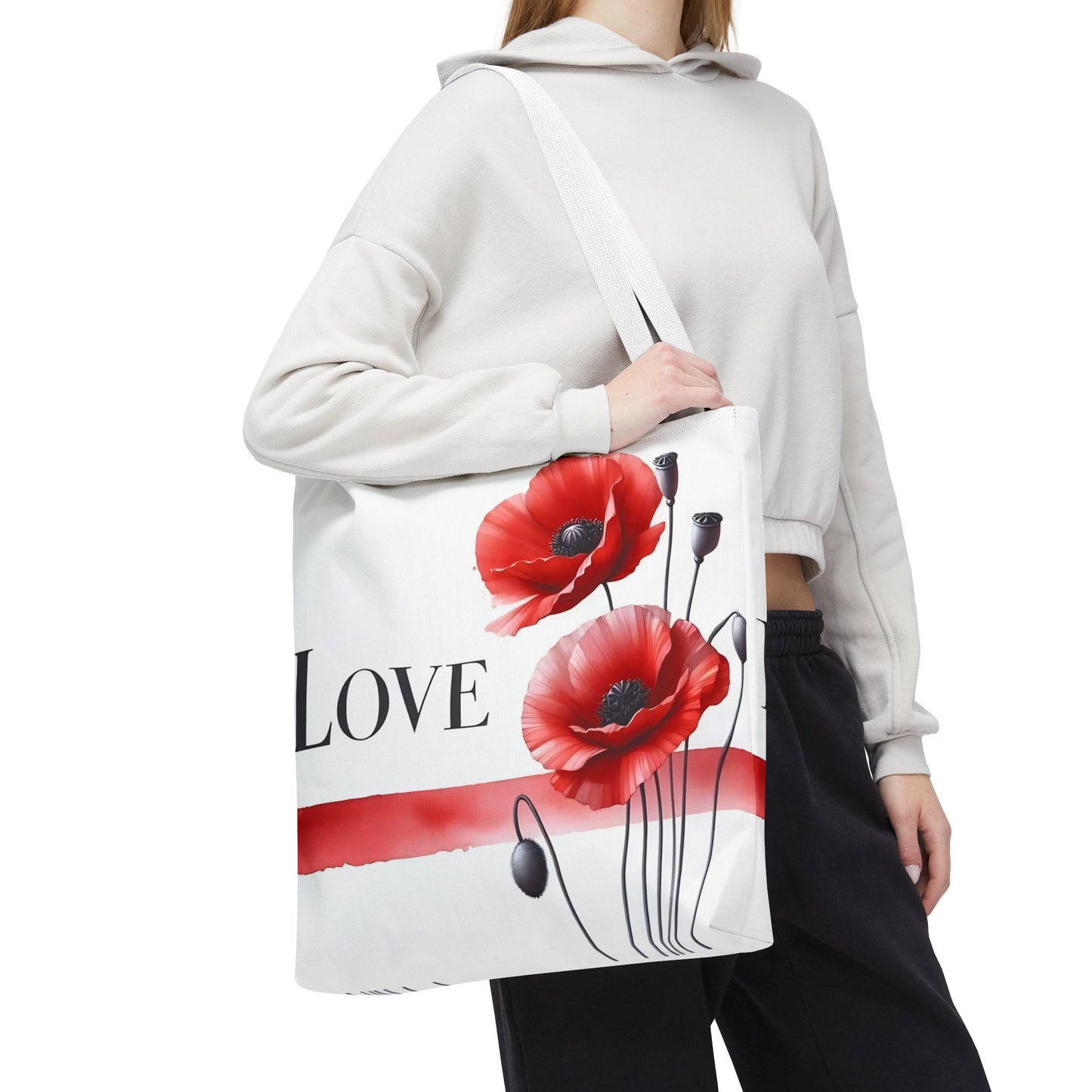 ❤️ Bolso Tote Floral Rojo “Love” – Atrevido, Hermoso y Lleno de Corazón