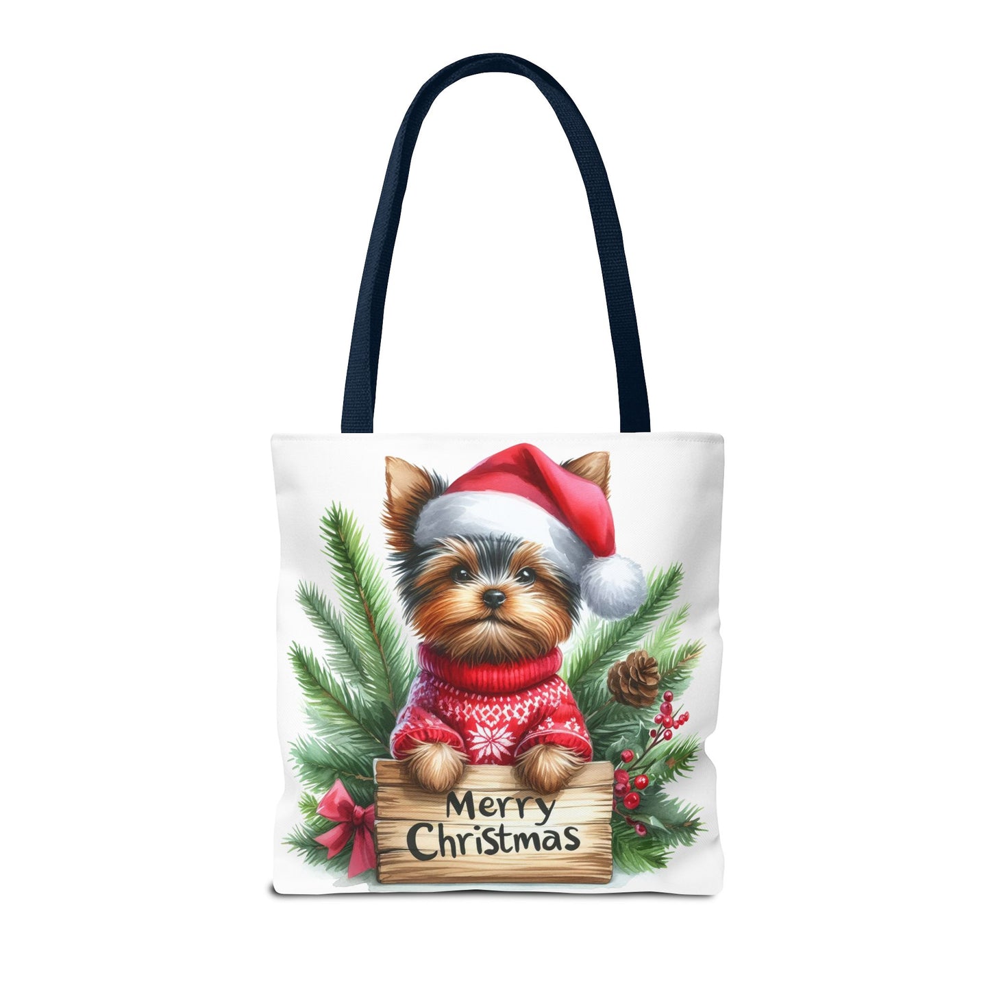 📦🐶 Yorkie Christmas Tote Bag – Tiny Terrier Holiday Charm in Every Carry 🎄