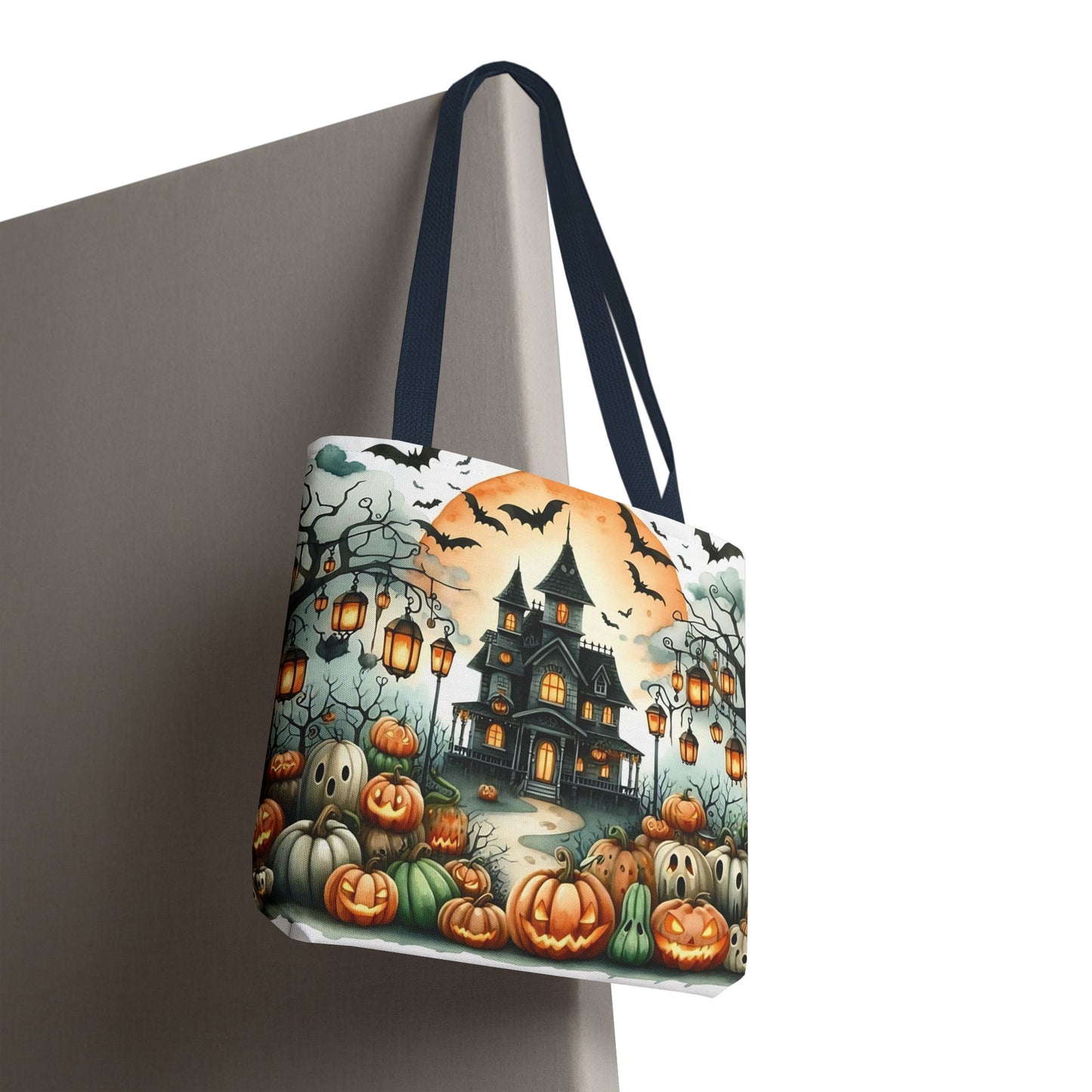 🏚️ Haunted House Halloween Tote Bag – Spooky Nights & Pumpkin Delights 🎃🖤