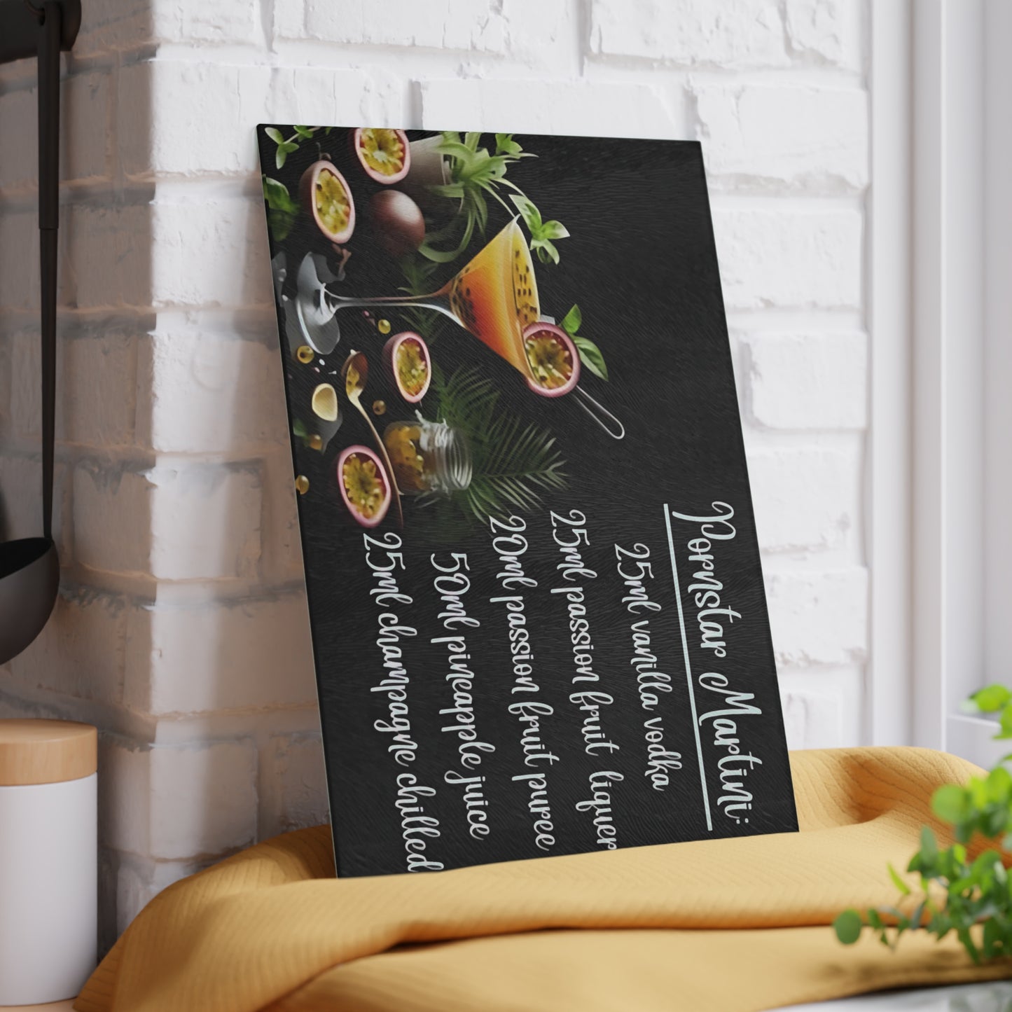 🍸 Pornstar Martini Recipe Cutting Board – Flirty, Fun, & Fabulous Kitchen Decor