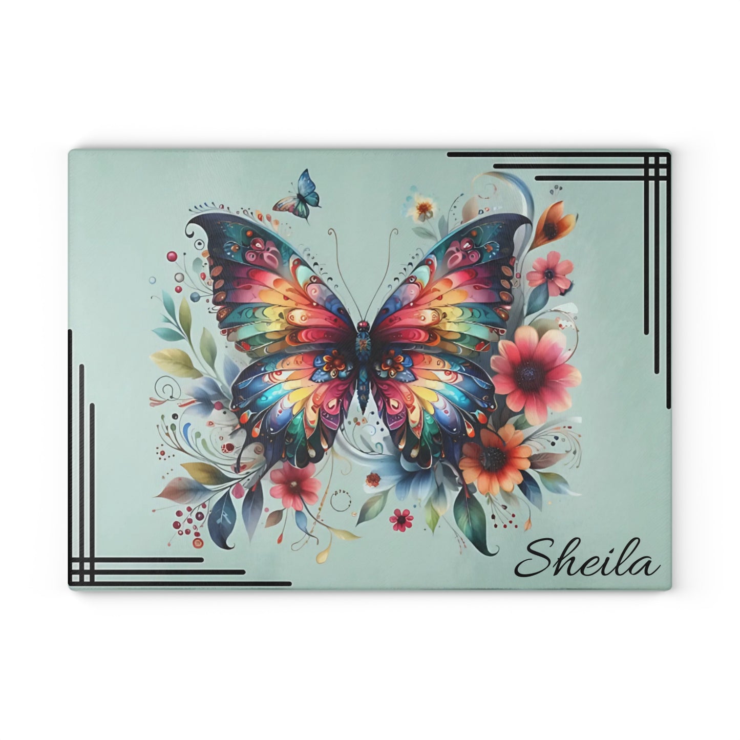 Tabla de cortar personalizada, regalo de boda, regalo de cumpleaños para mujer, nueva decoración para el hogar, tabla de cortar personalizada, diseño personalizado, mariposa, regalo personalizado para ella