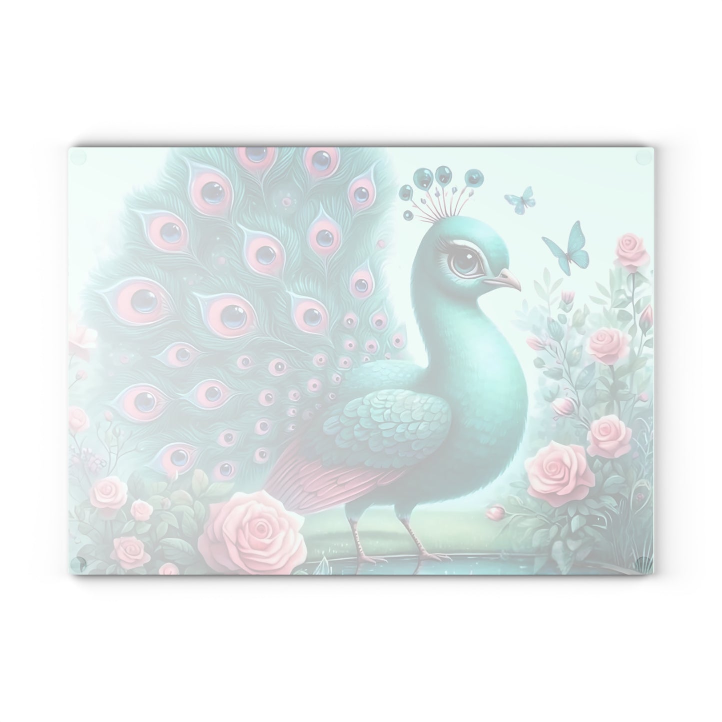 Decoración de pavo real, decoración de mariposas, tabla de cortar, decoración de cocina, arte de cocina, tabla de servir, regalo de pavo real, regalo de mariposa, tabla de cortar floral