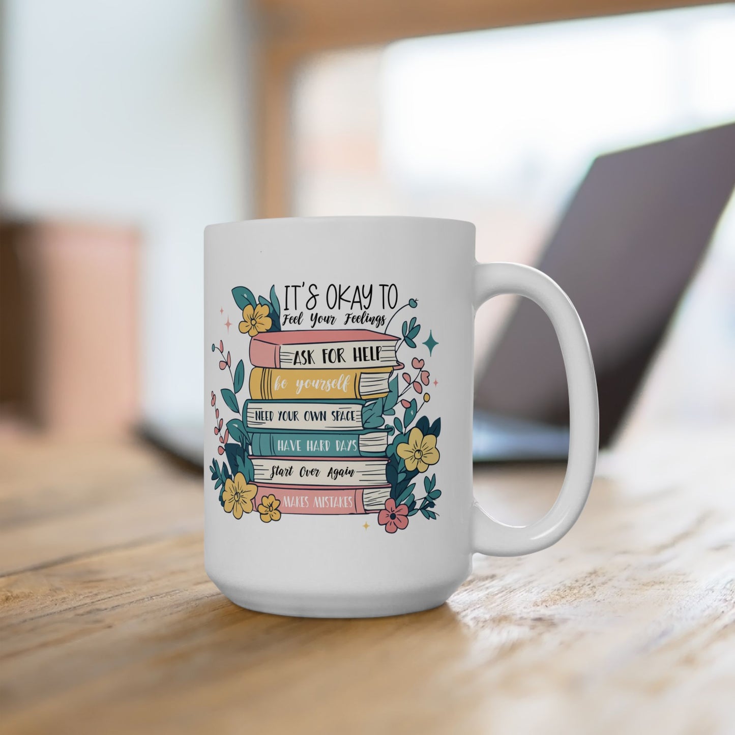 Taza motivacional e inspiradora: Siente tus sentimientos, abraza tu viaje.