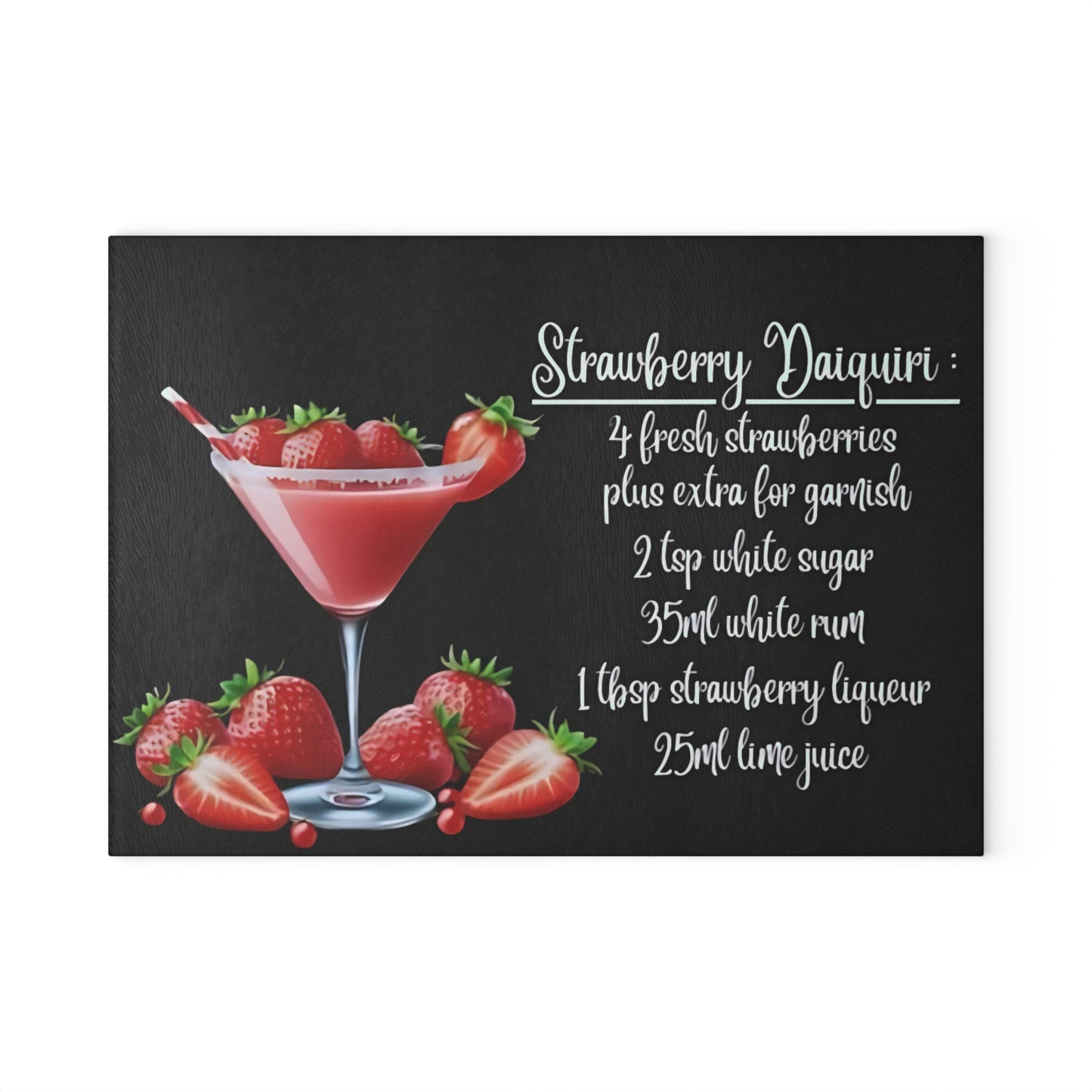 🍓 Strawberry Daiquiri Recipe Cutting Board – A Sweet Splash of Style for Your Kitchen
