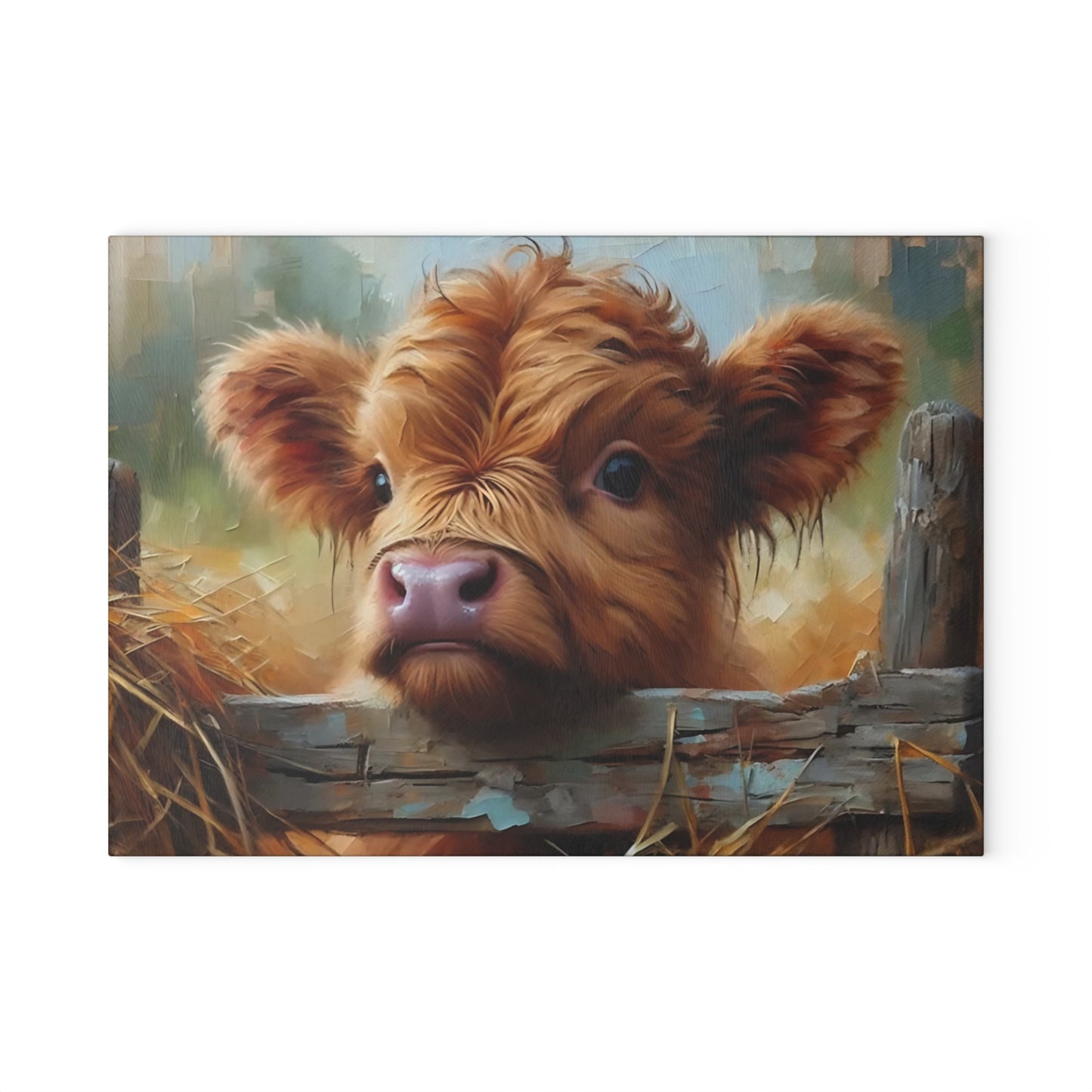🐮🌾 Curious Highland Calf Cutting Board – Rustic Charm with Country Soul